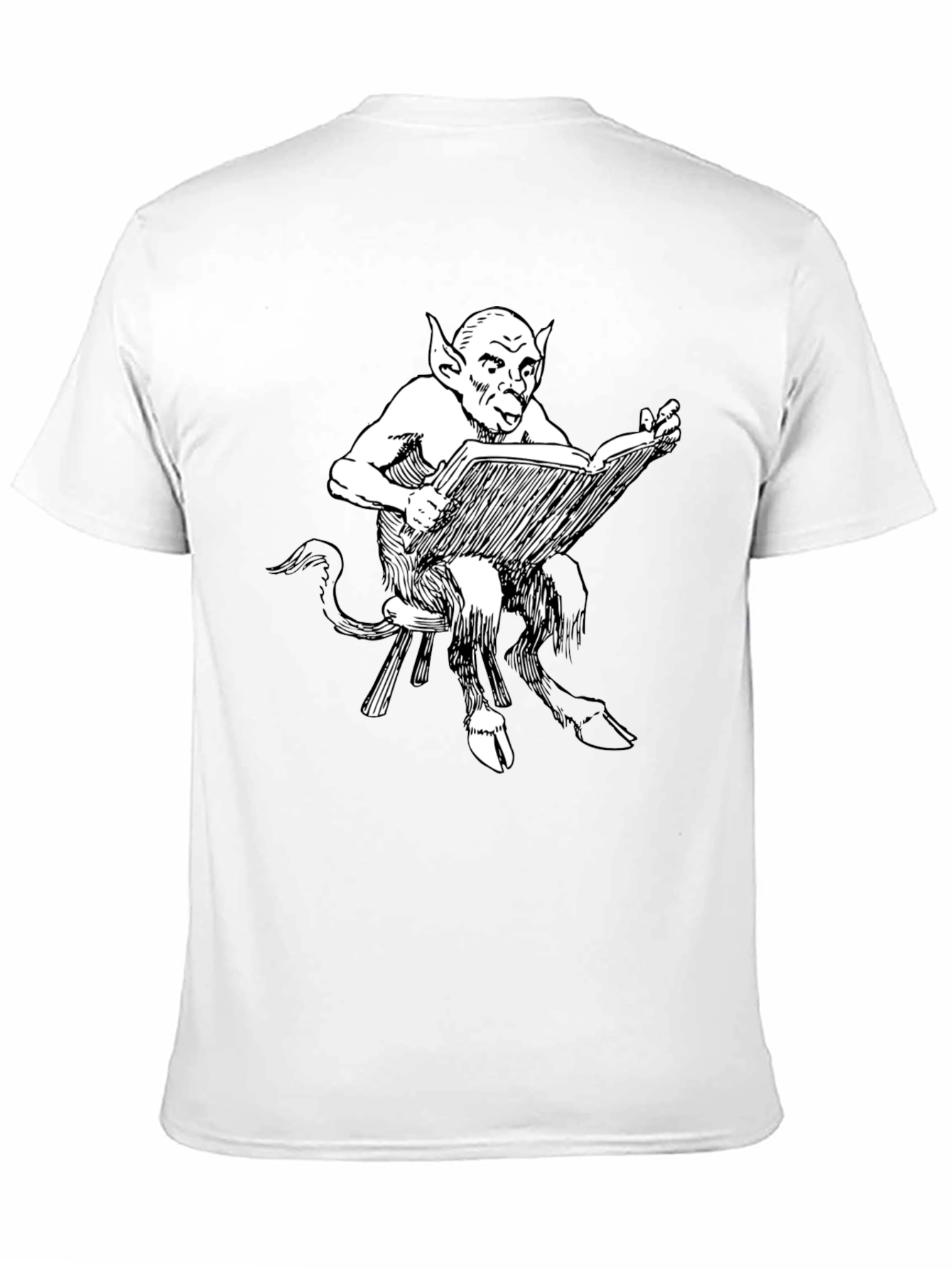 Satyr Reading Book Black T-Shirt