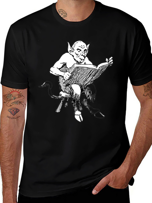 Satyr Reading Book Black T-Shirt