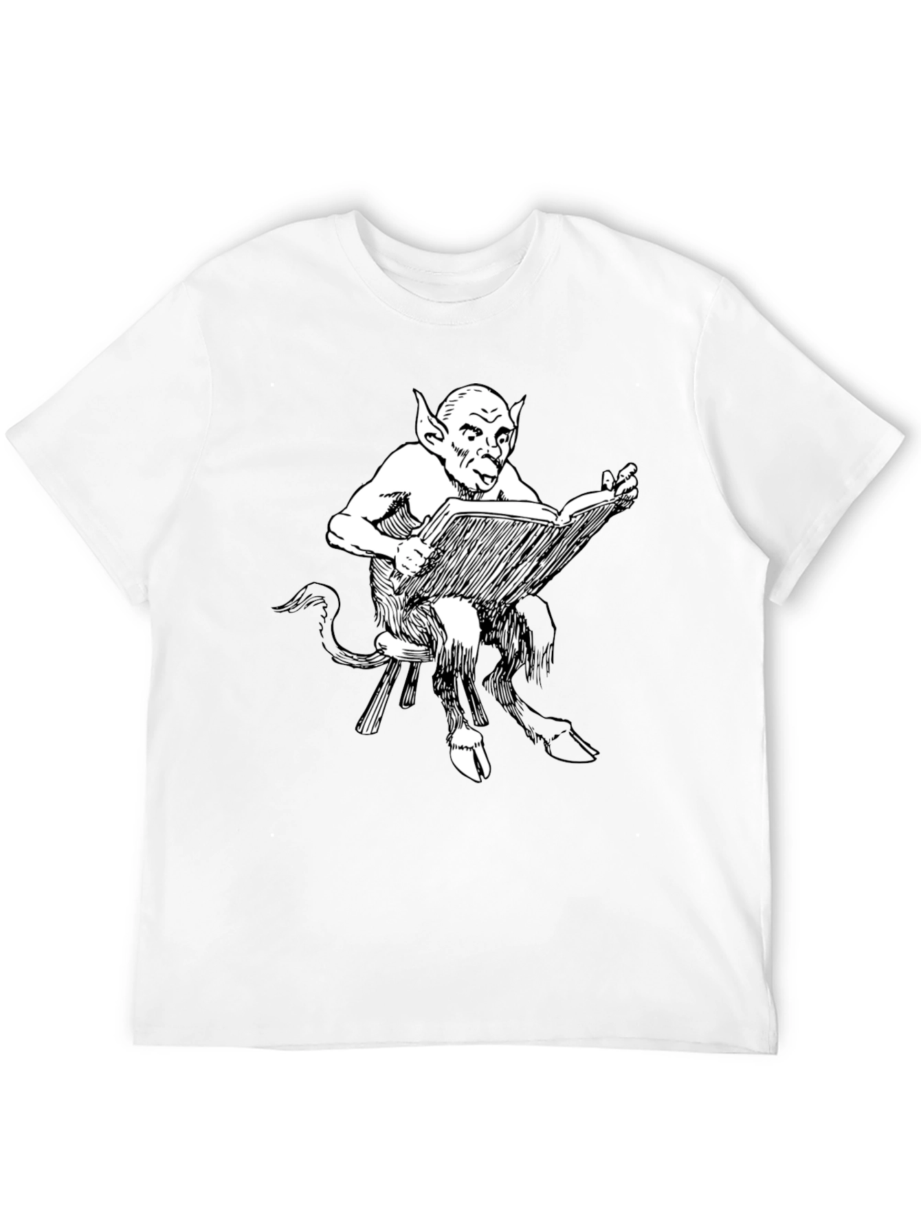 Satyr Reading Book Black T-Shirt