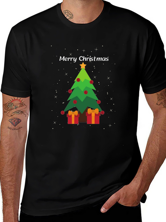 Festive Christmas Tree Graphic Tee - Holiday Apparel