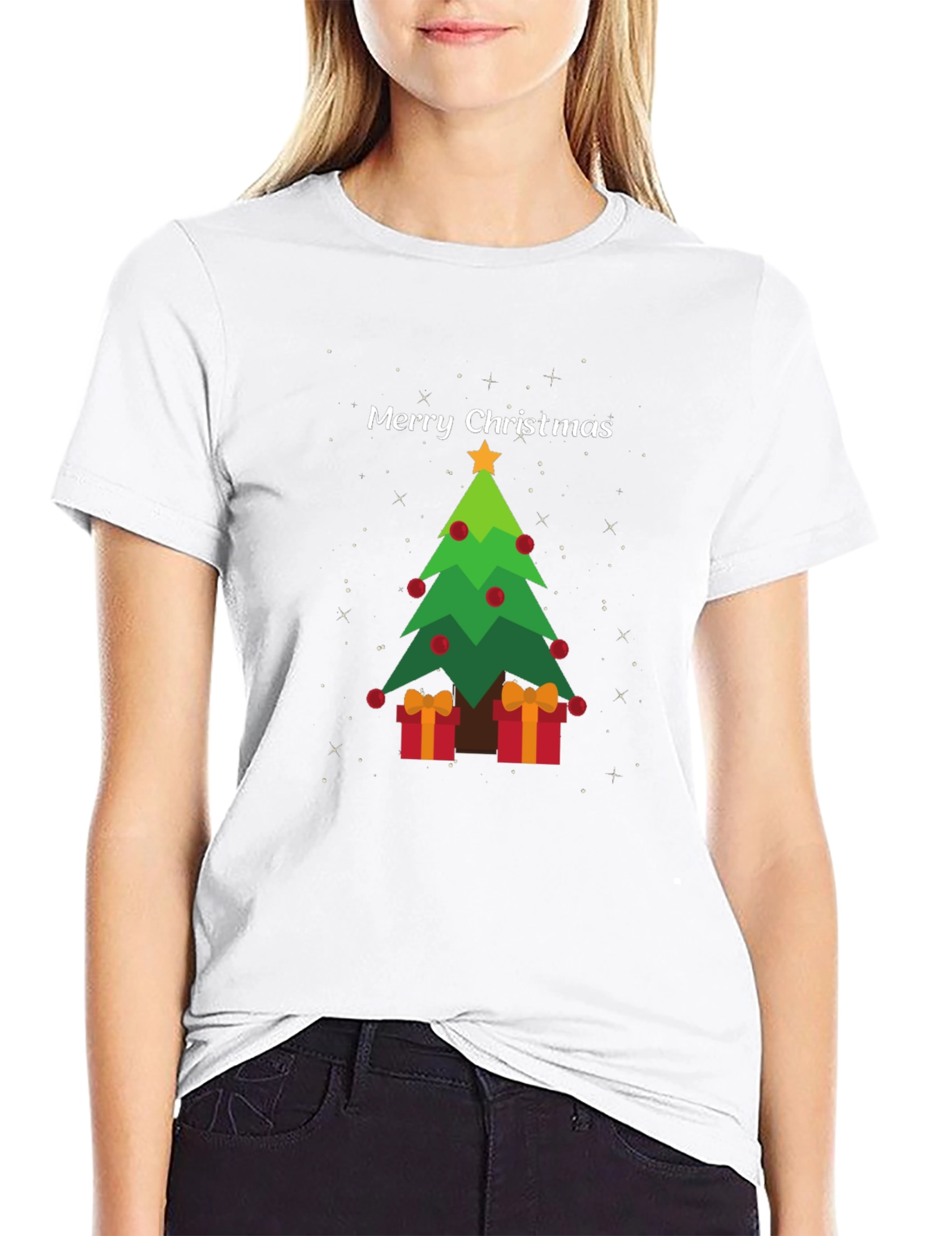 Festive Christmas Tree Graphic Tee - Holiday Apparel