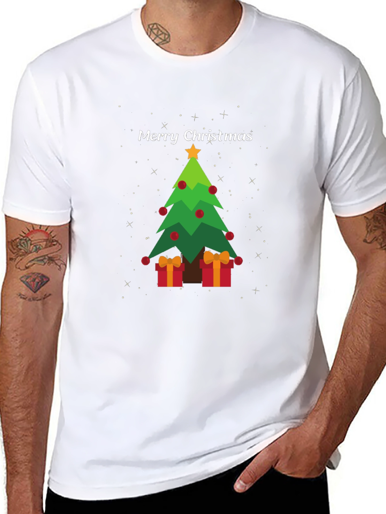 Festive Christmas Tree Graphic Tee - Holiday Apparel
