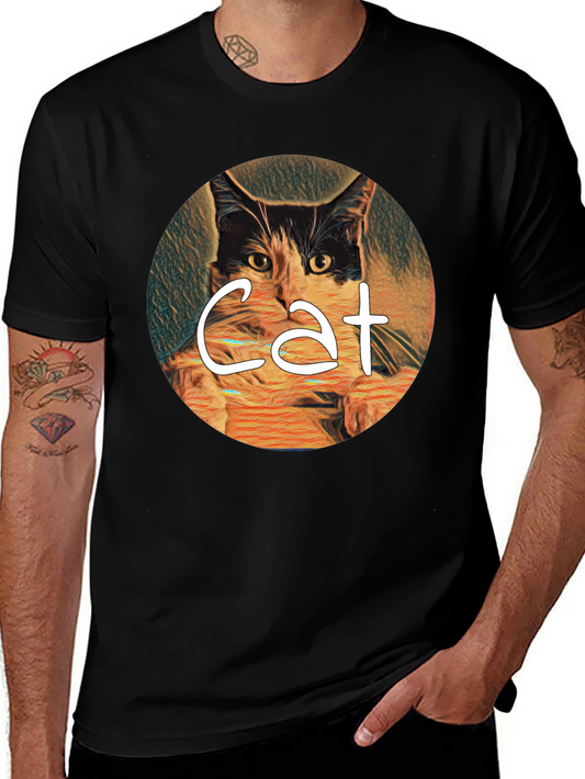 Cat Art Graphic Tee - Mens Black T-Shirt