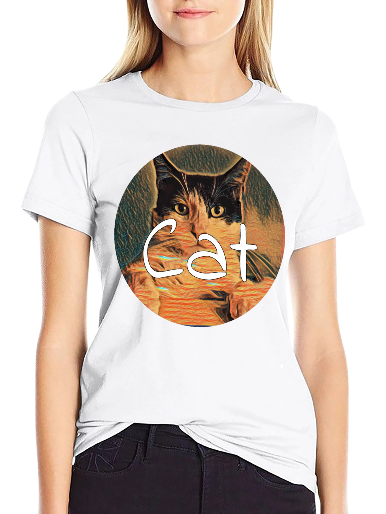 Cat Art Graphic Tee - Mens Black T-Shirt