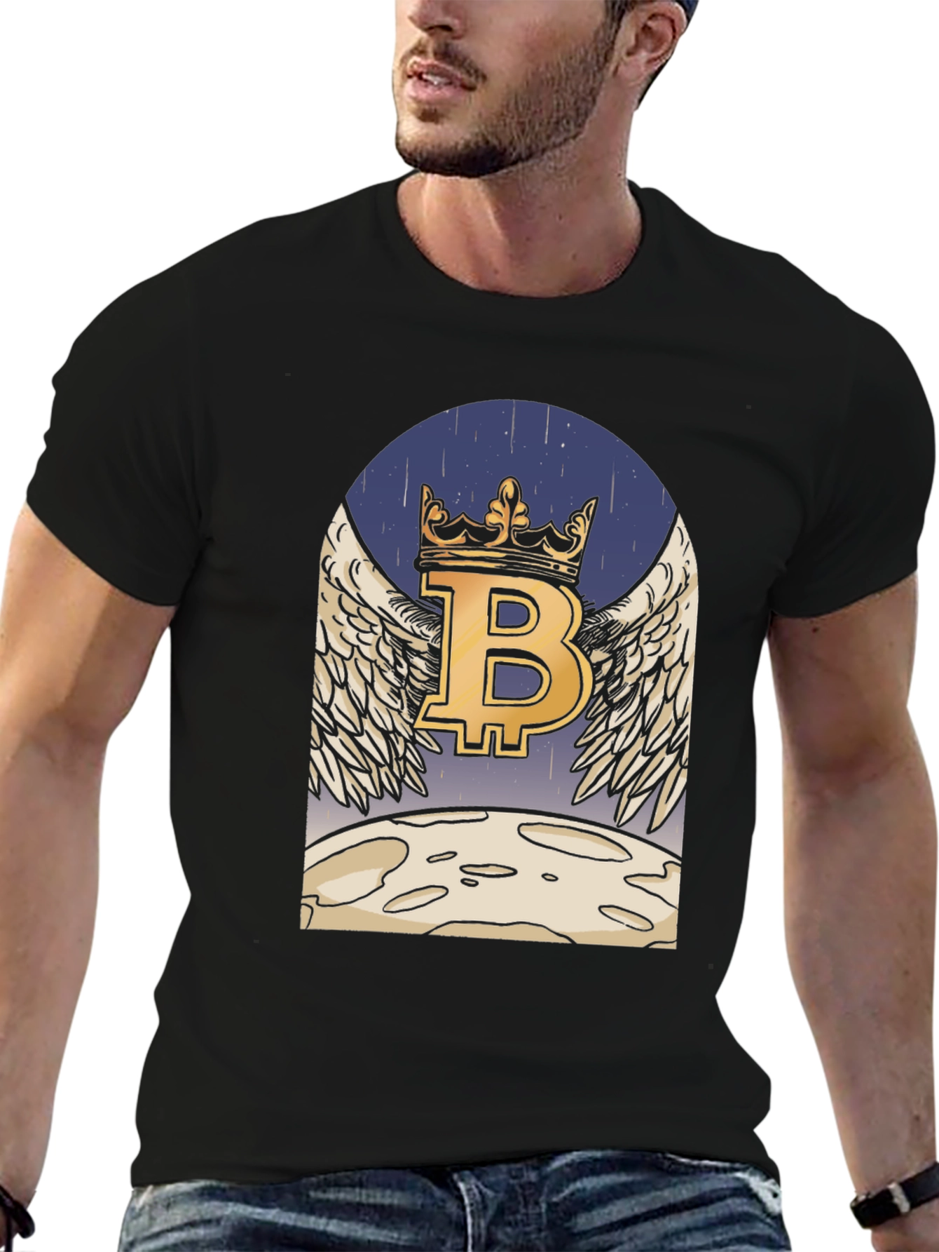Bitcoin Crowned T-Shirt - Crypto Moon Graphic Tee