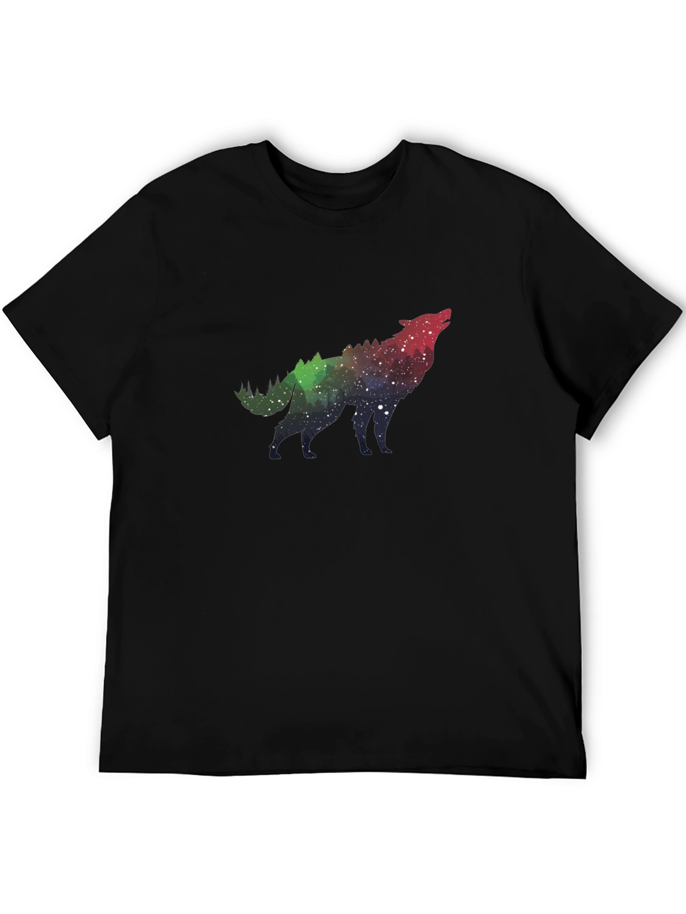 Wolf Galaxy Print Black T-Shirt