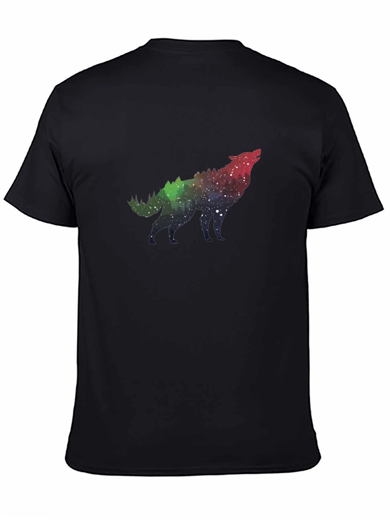 Wolf Galaxy Print Black T-Shirt