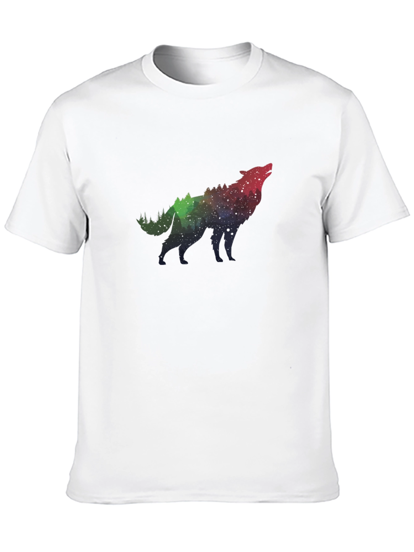 Wolf Galaxy Print Black T-Shirt