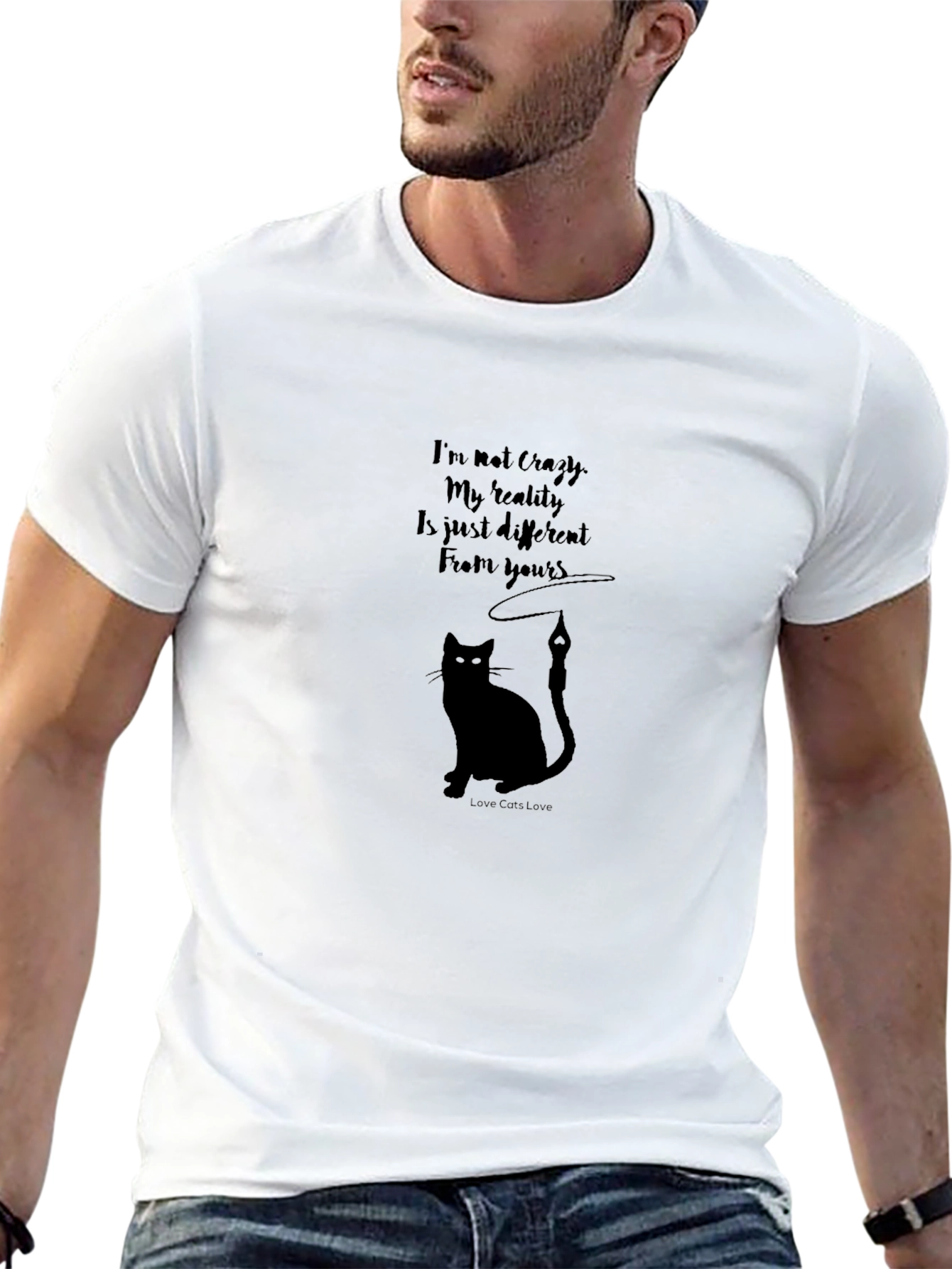 Crazy Reality Cat Lover T-Shirt - Black