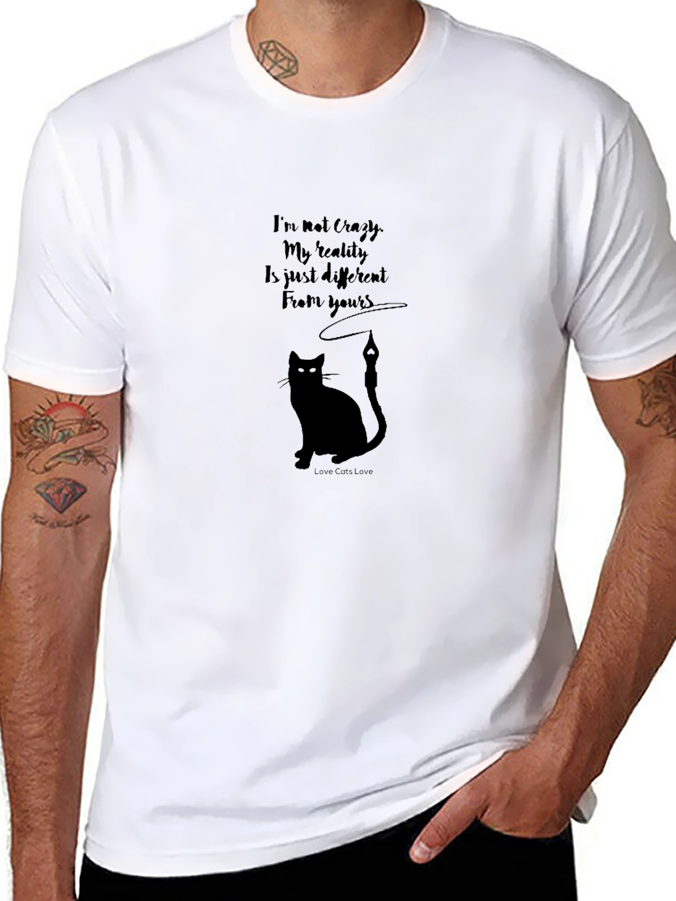Crazy Reality Cat Lover T-Shirt - Black