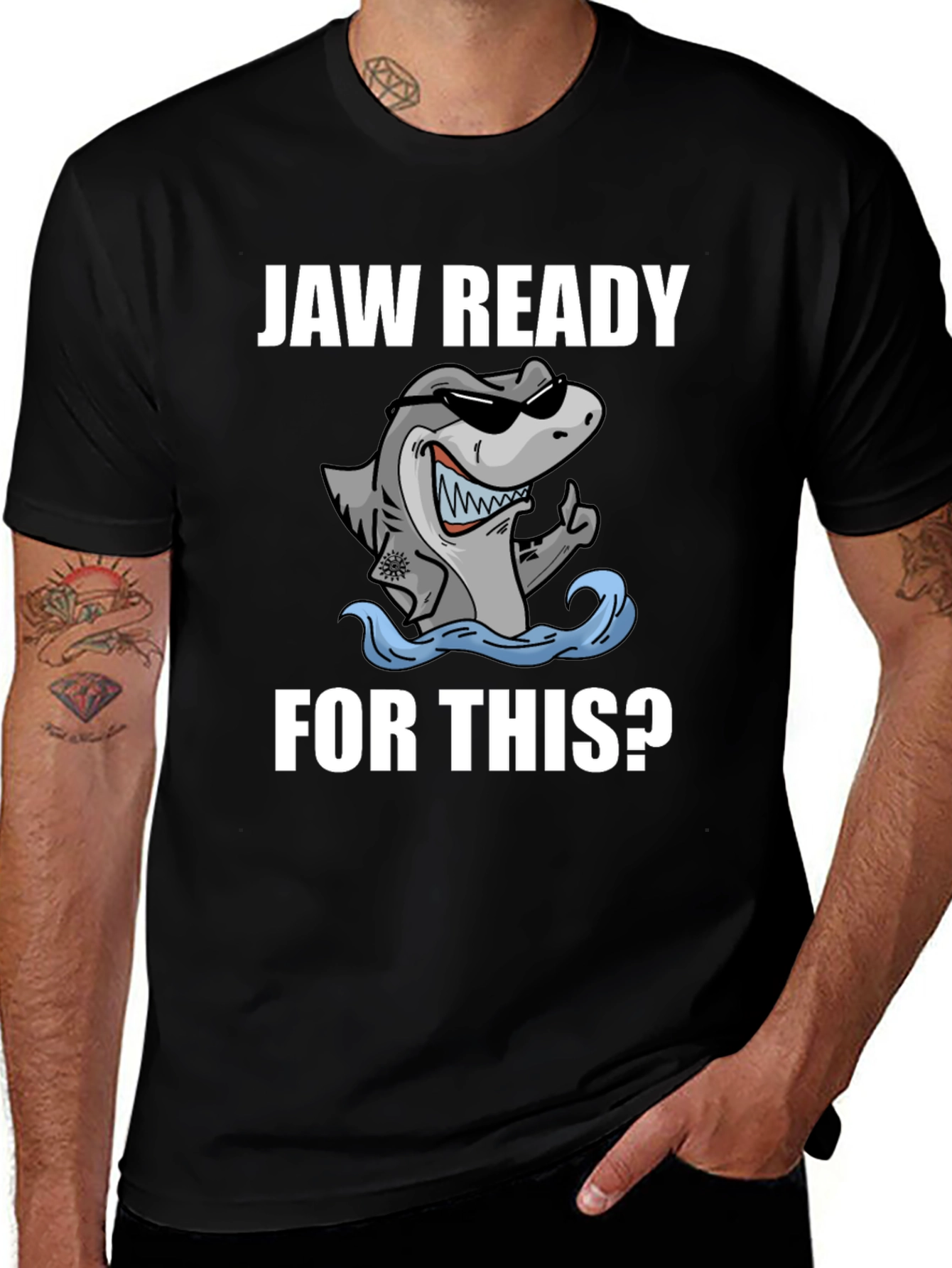 Jaw Ready Shark Graphic Tee - Black