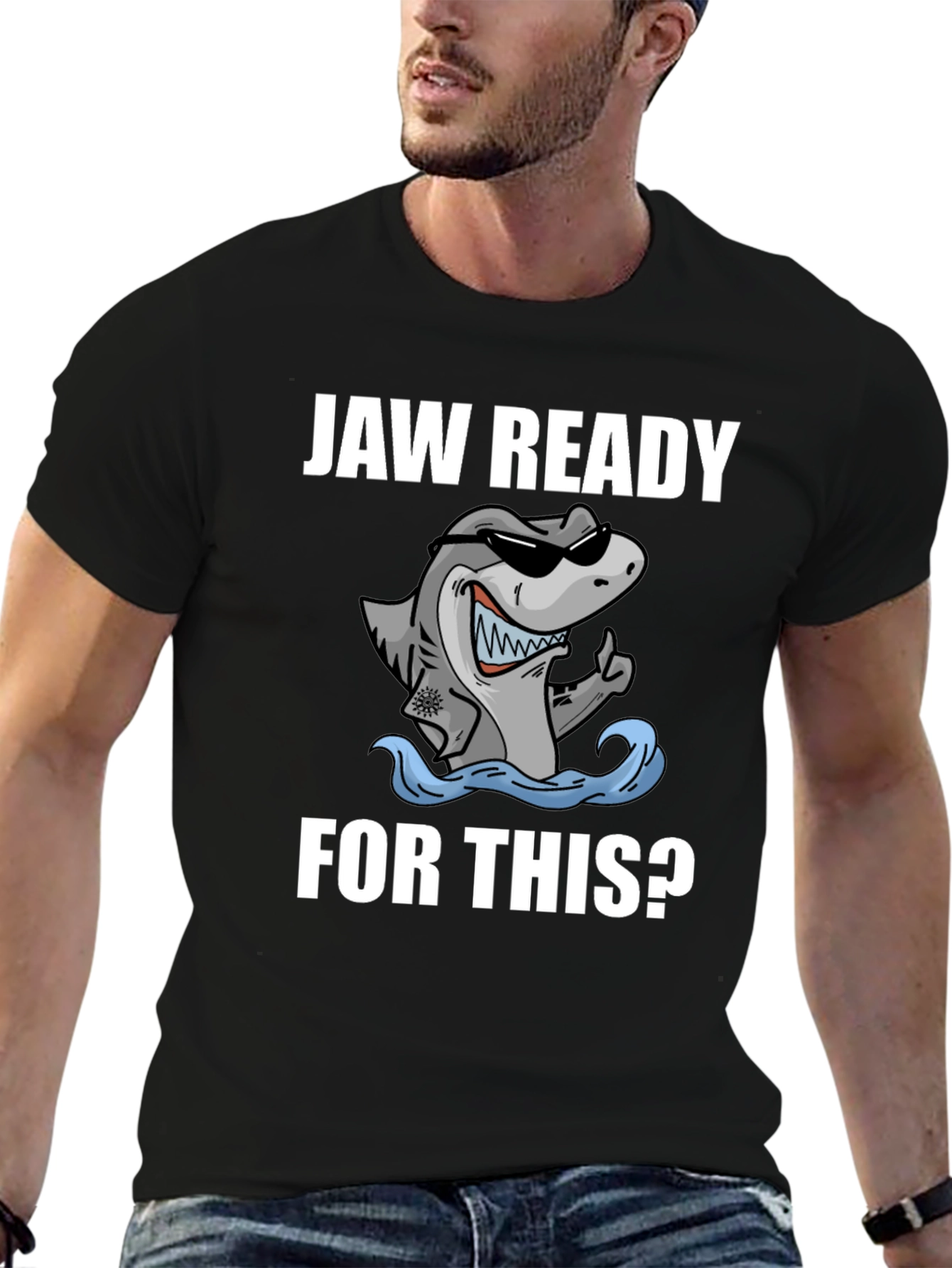 Jaw Ready Shark Graphic Tee - Black