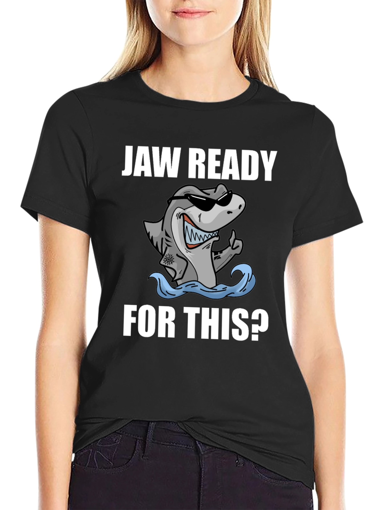 Jaw Ready Shark Graphic Tee - Black