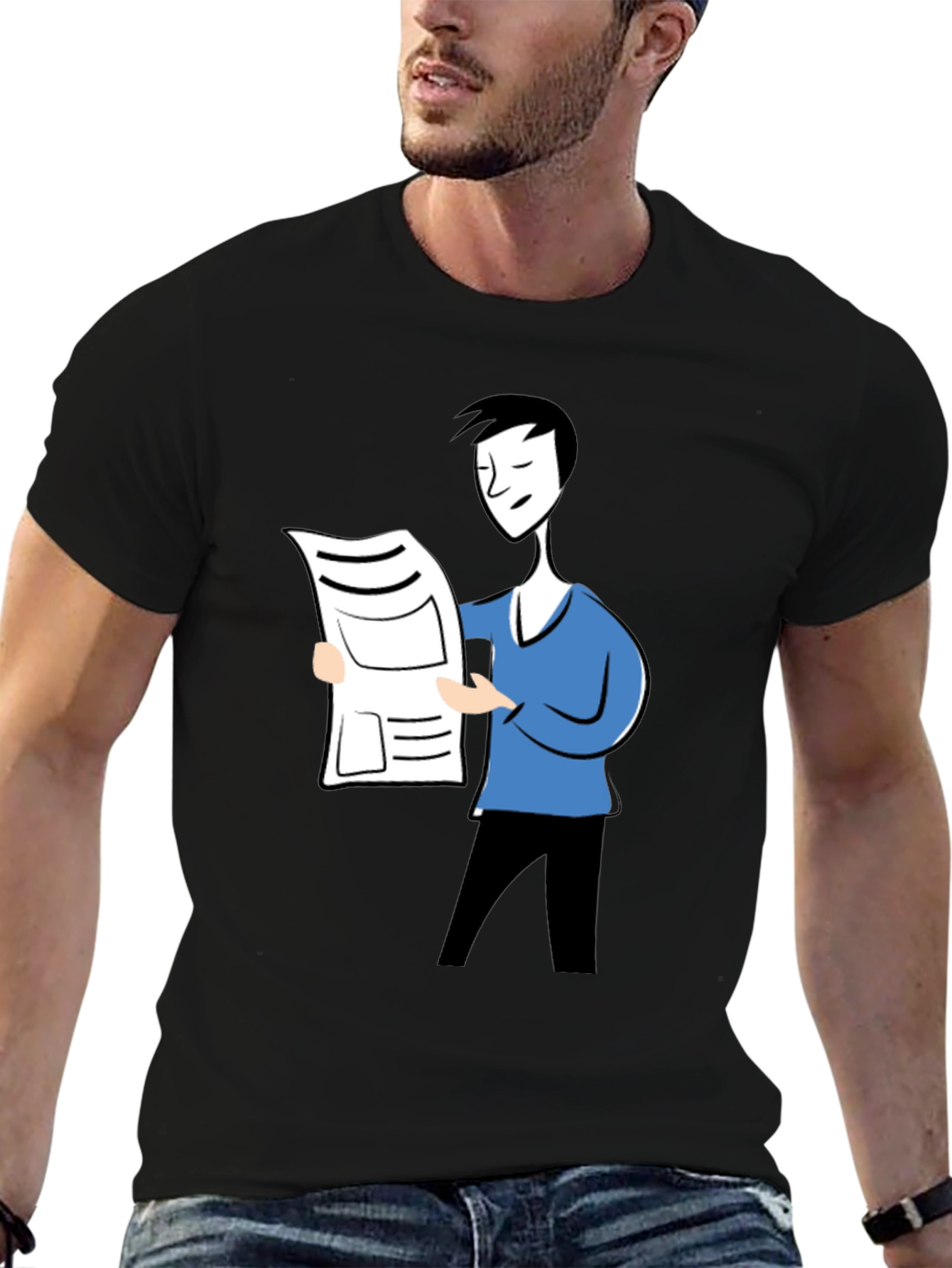 Reading Man Graphic Tee - Black T-Shirt