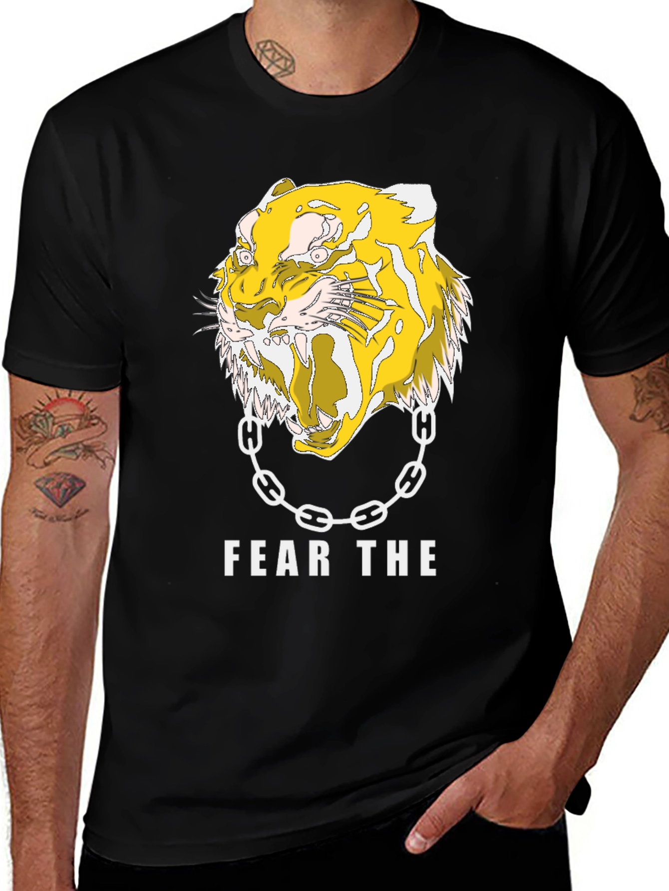 Fear the Tiger Graphic Print Black T-Shirt