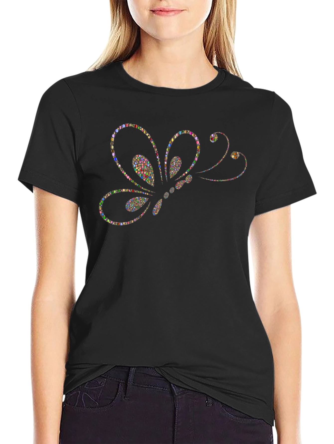 Butterfly Dot Art T-Shirt - Black