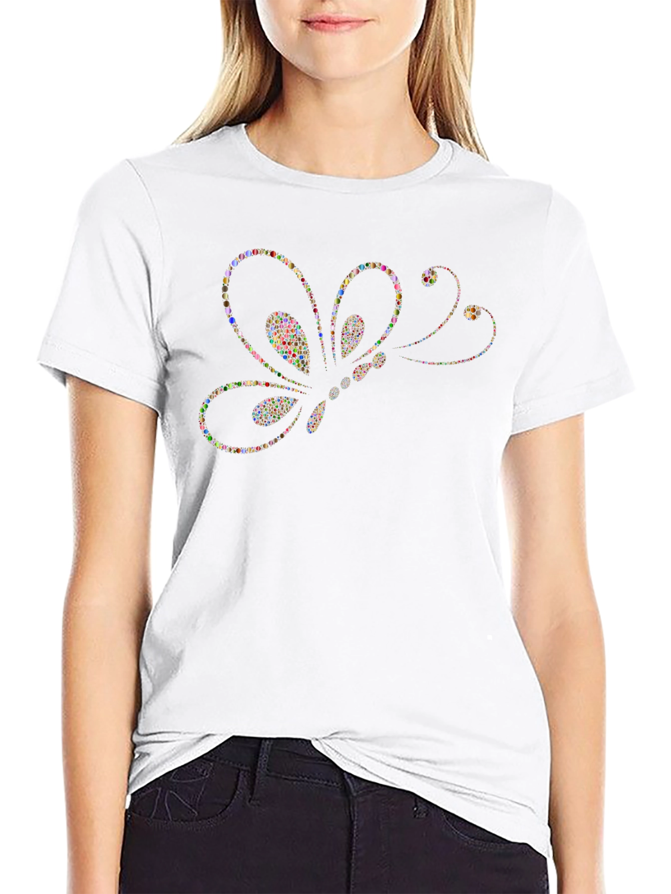 Butterfly Dot Art T-Shirt - Black
