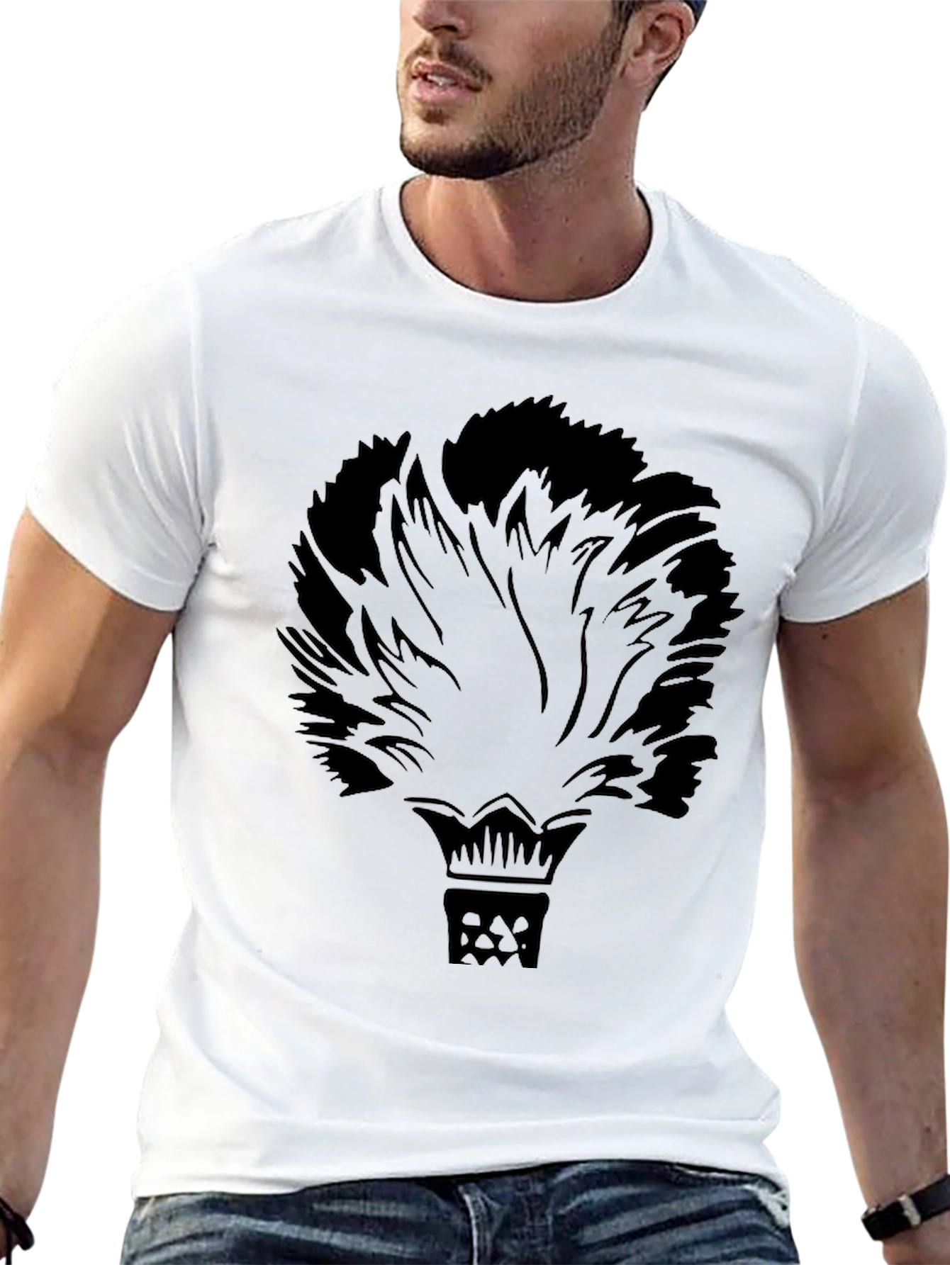 Black Graphic Tee - Crown & Feathers Design