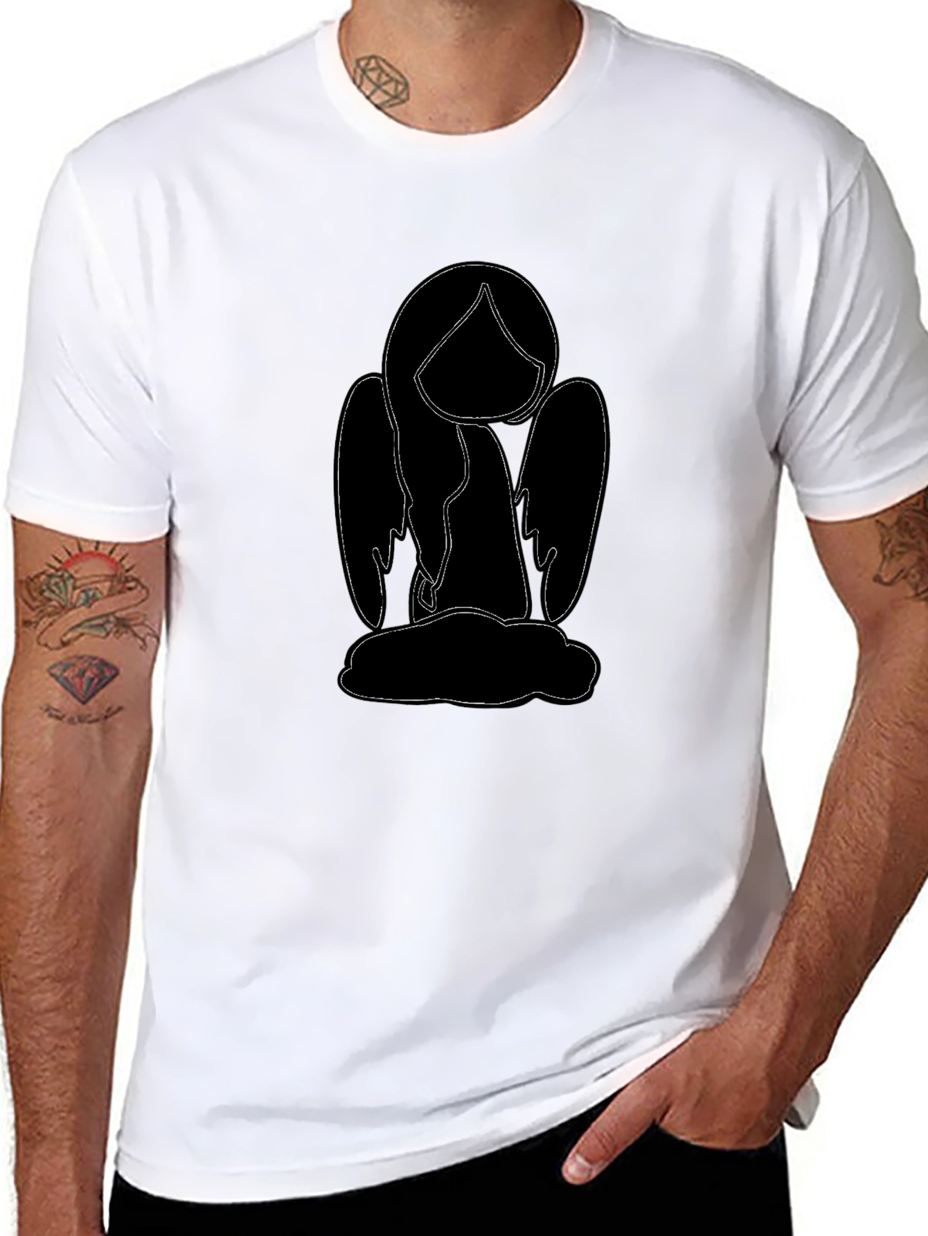 Angel Graphic Print Black T-Shirt