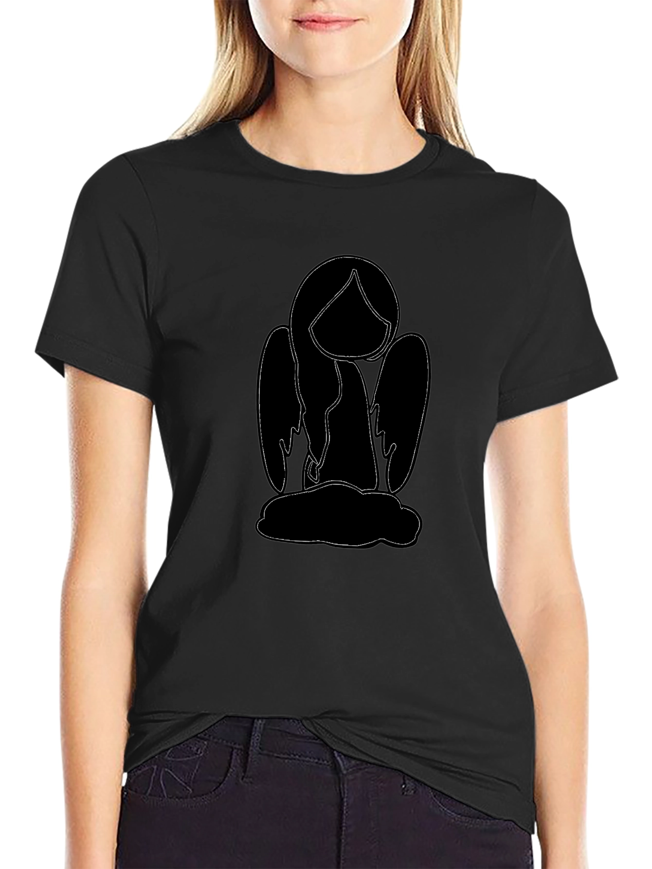 Angel Graphic Print Black T-Shirt