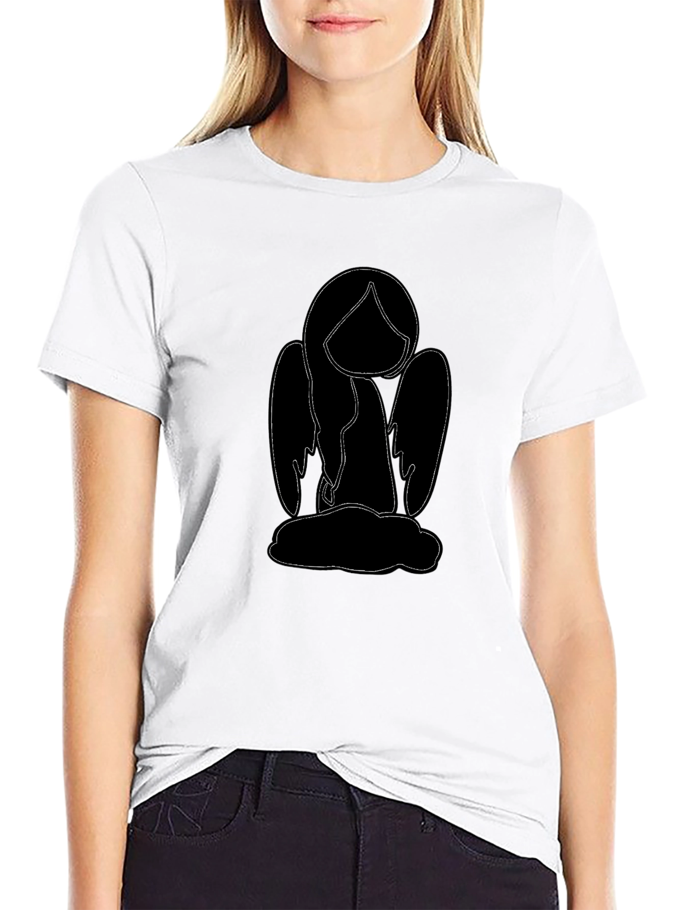 Angel Graphic Print Black T-Shirt