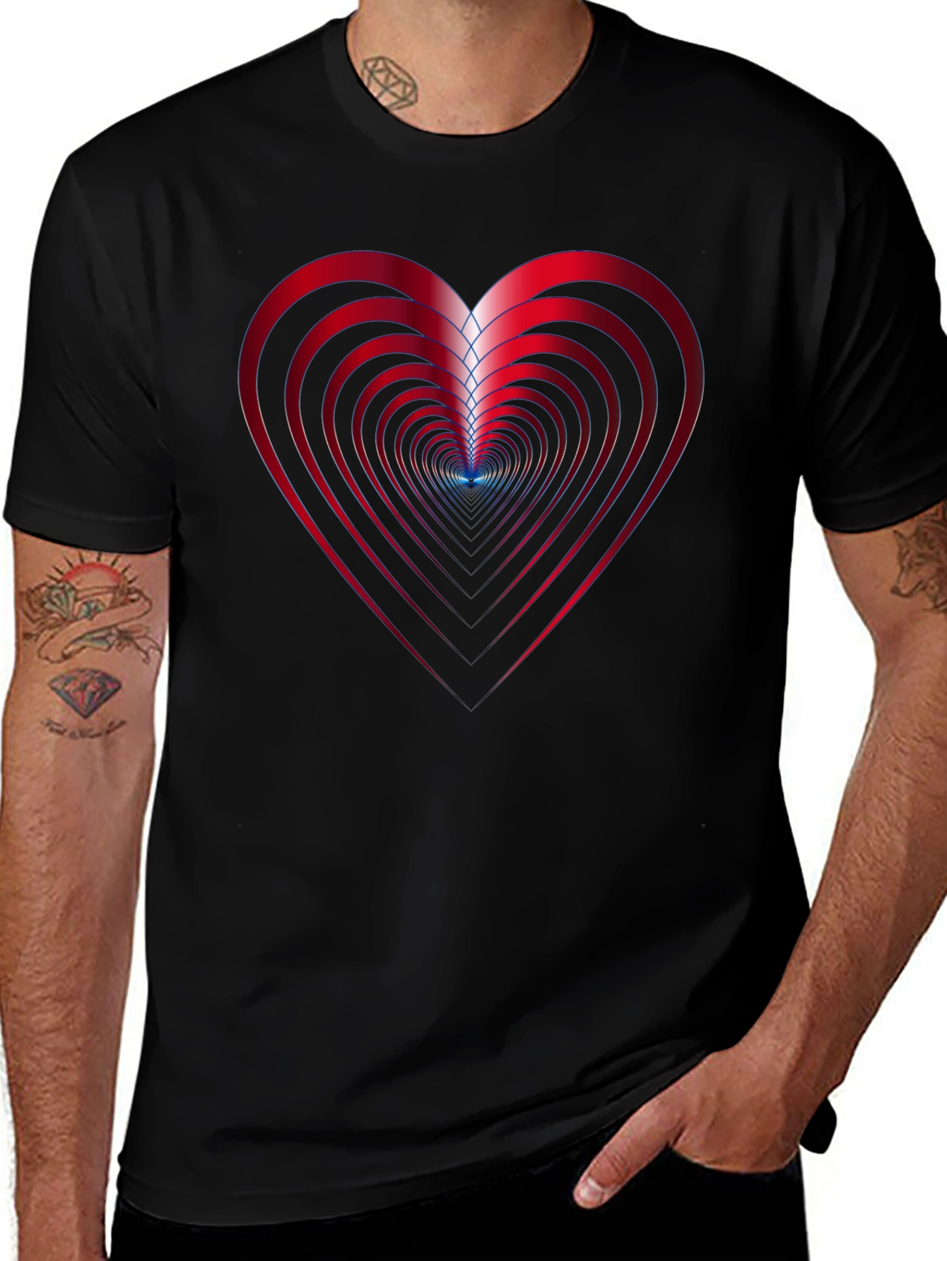 Abstract Heart Graphic Black T-Shirt
