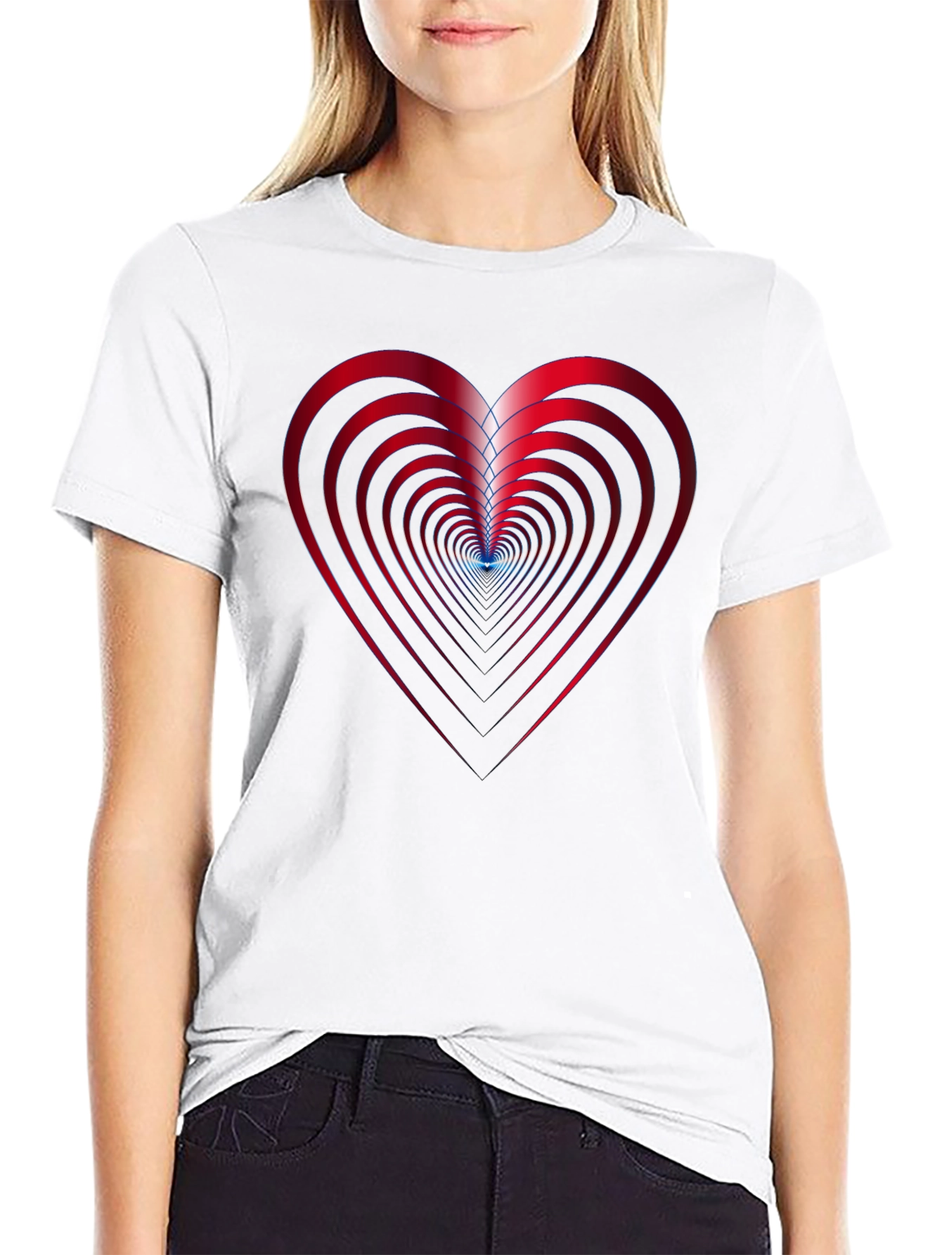 Abstract Heart Graphic Black T-Shirt