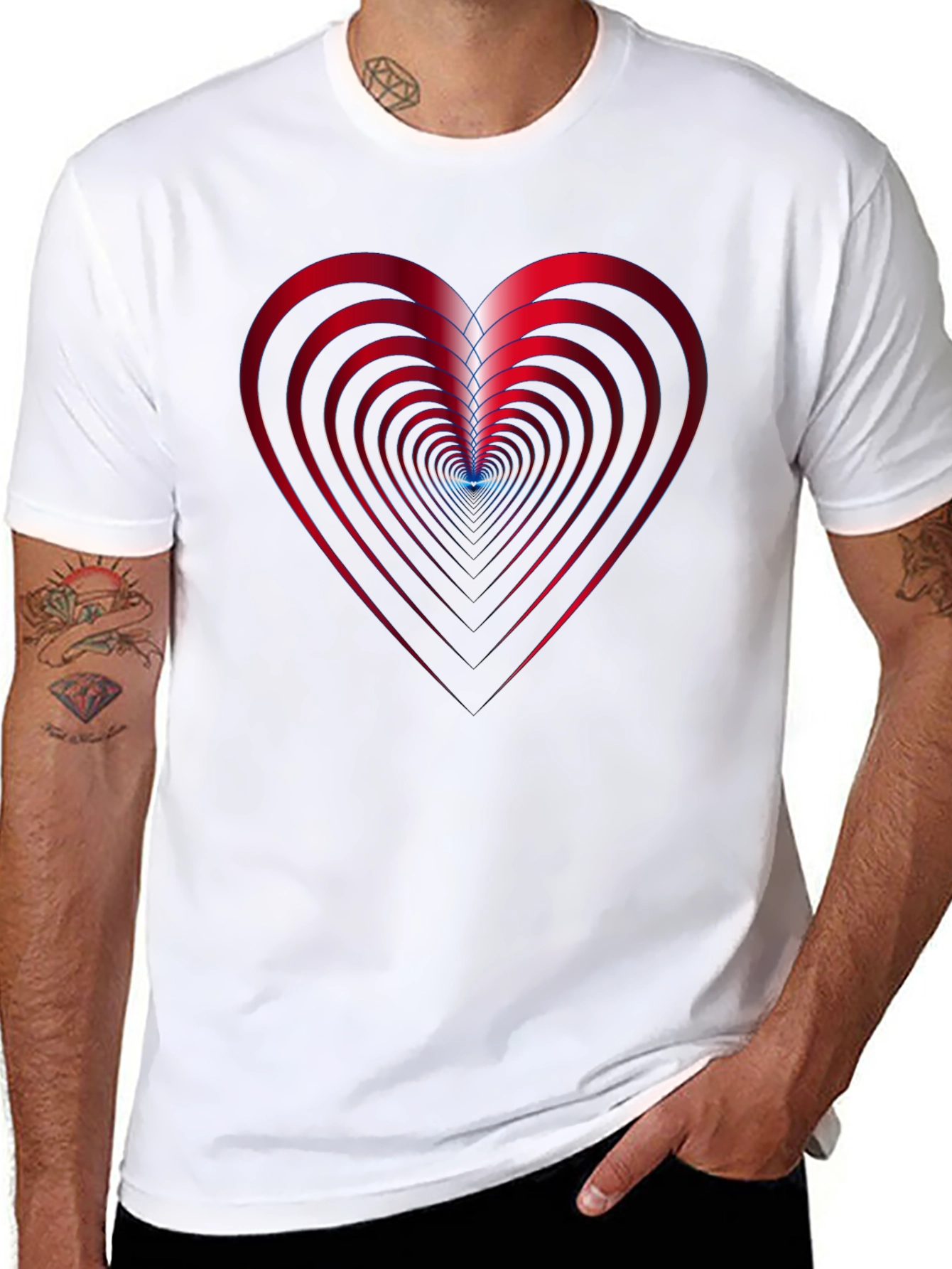 Abstract Heart Graphic Black T-Shirt