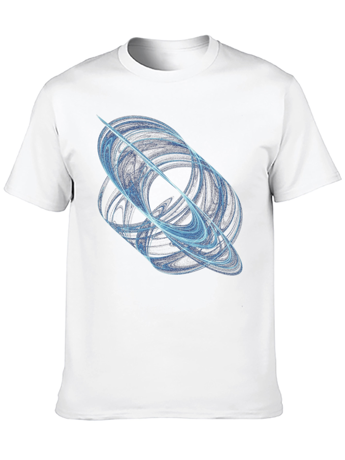 Abstract Blue Swirl Graphic Black T-Shirt