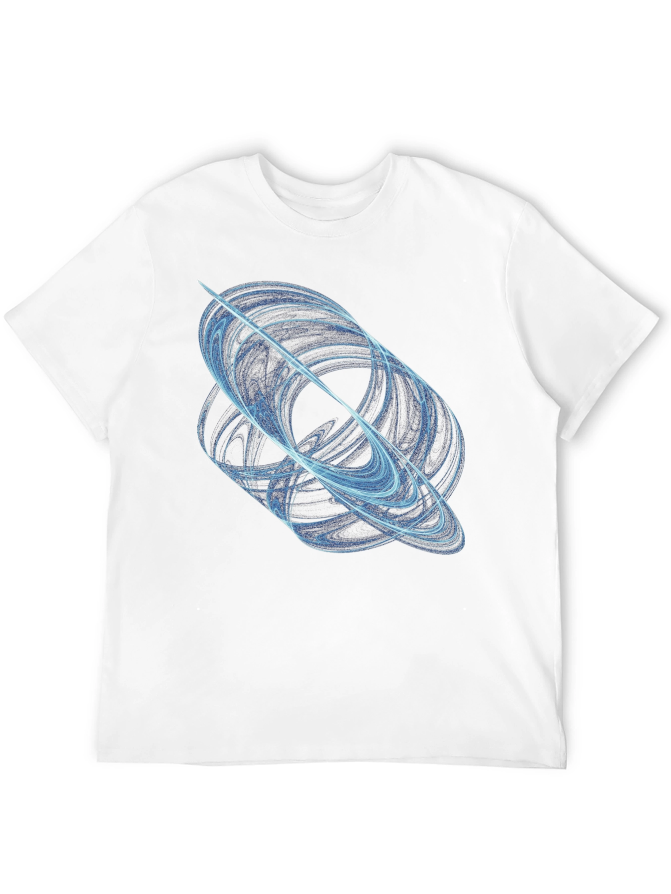 Abstract Blue Swirl Graphic Black T-Shirt