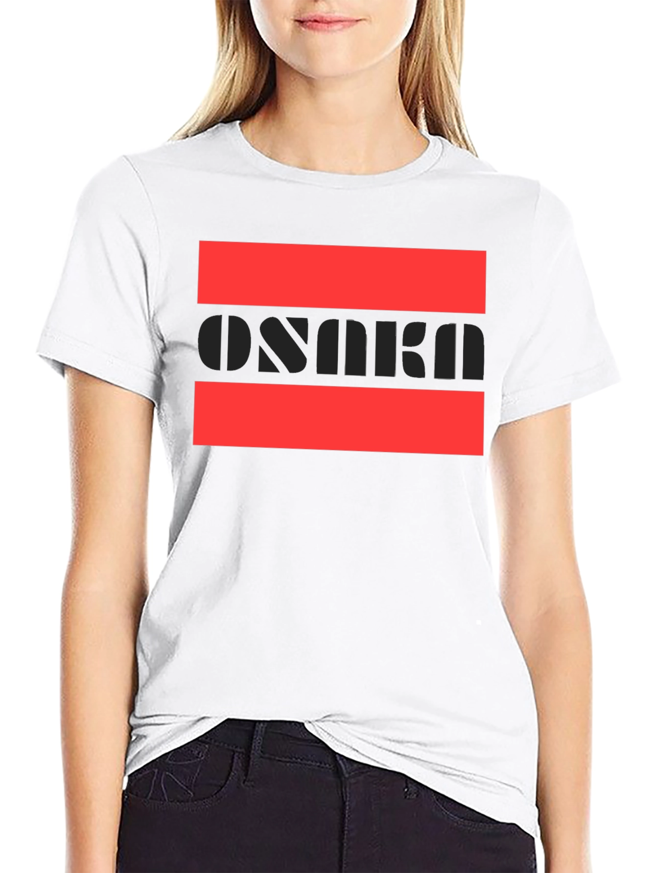 Stylish Osaka Graphic Print Black T-Shirt