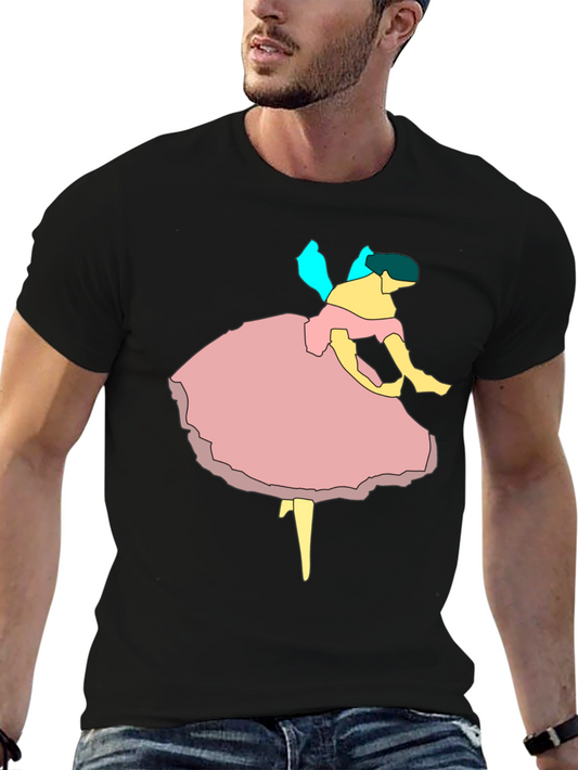 Ballerina Graphic Tee - Black Cotton Casual T-Shirt