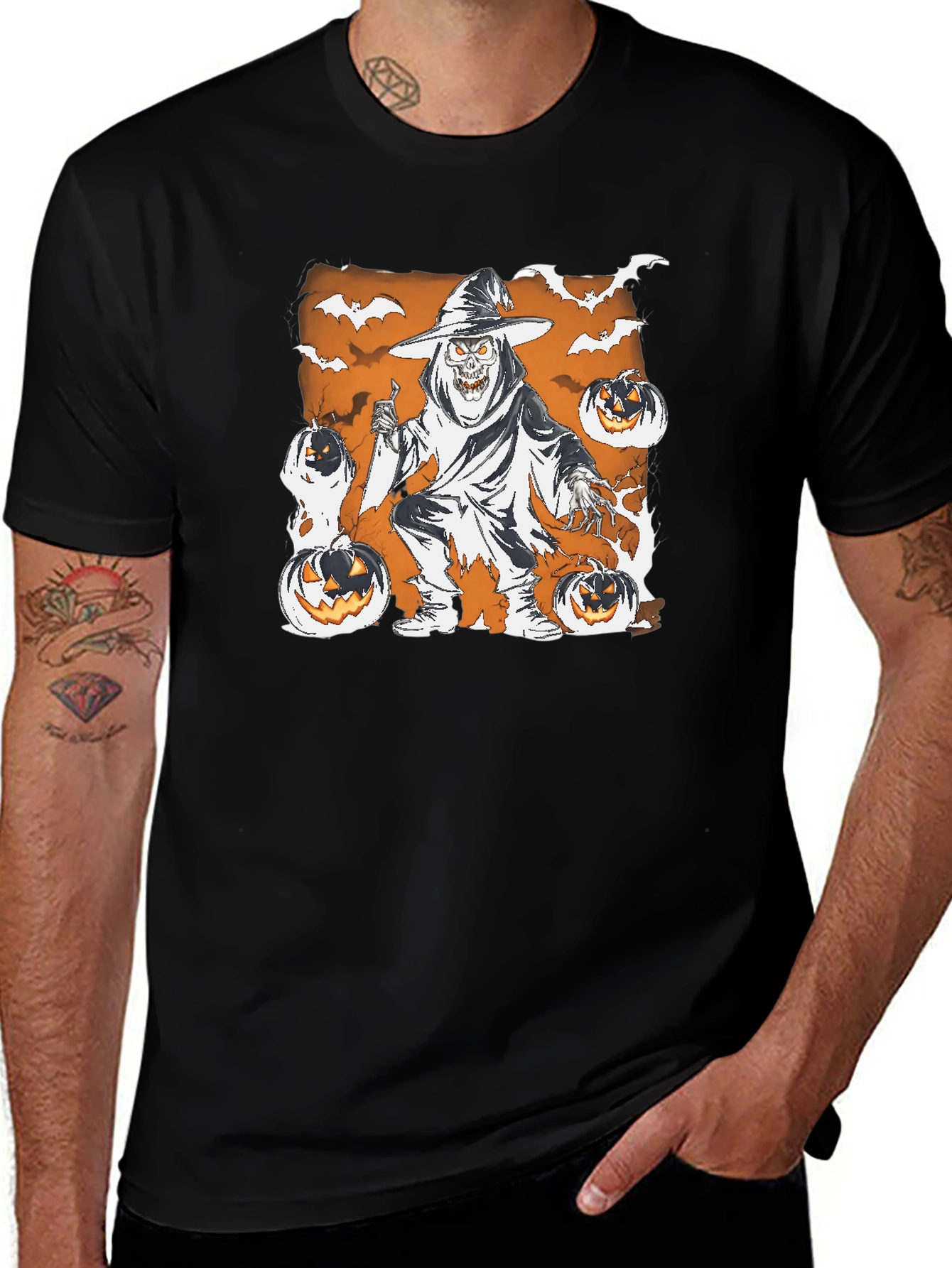 Spooky Halloween Grim Reaper Pumpkin T-Shirt