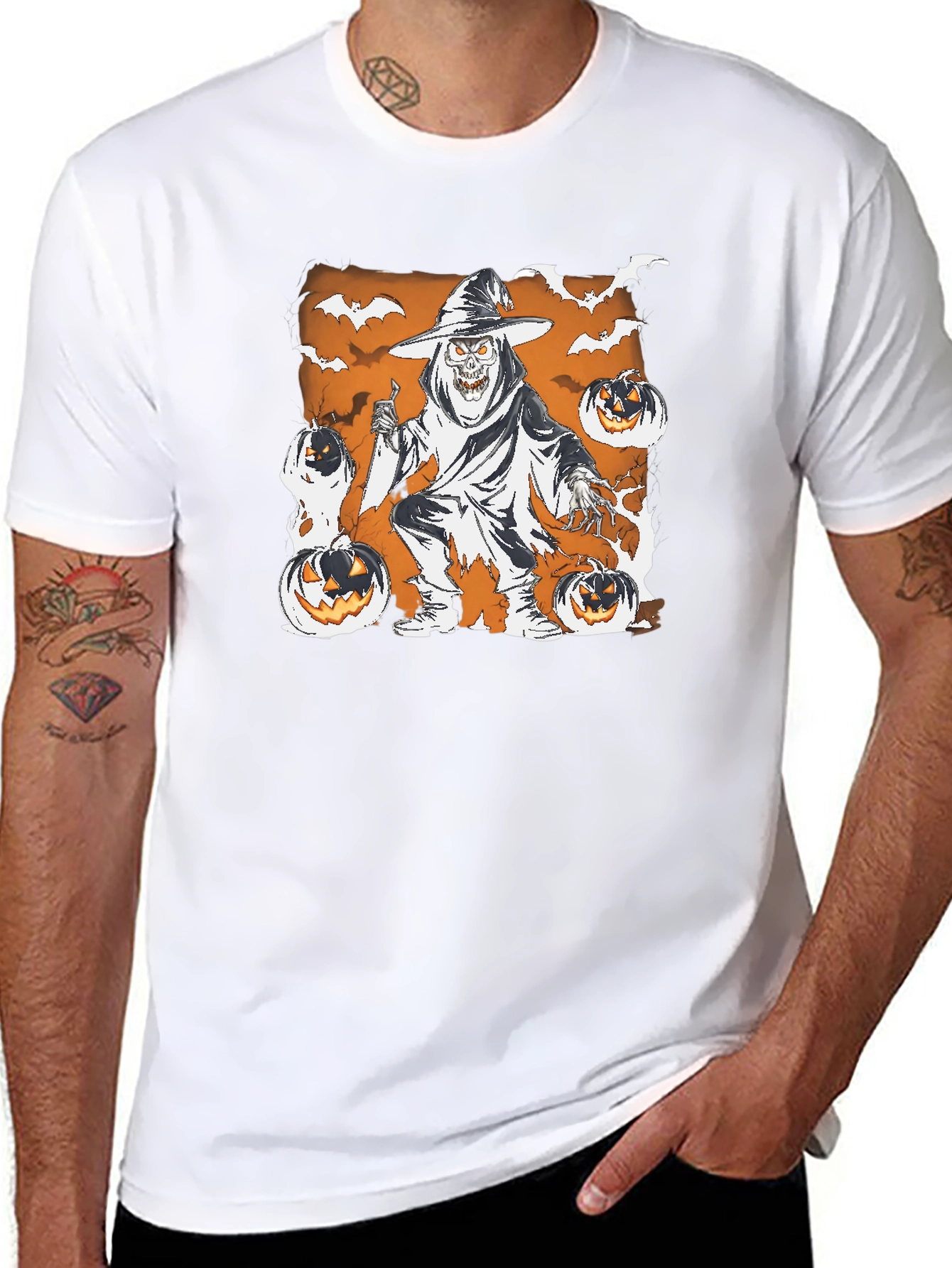 Spooky Halloween Grim Reaper Pumpkin T-Shirt