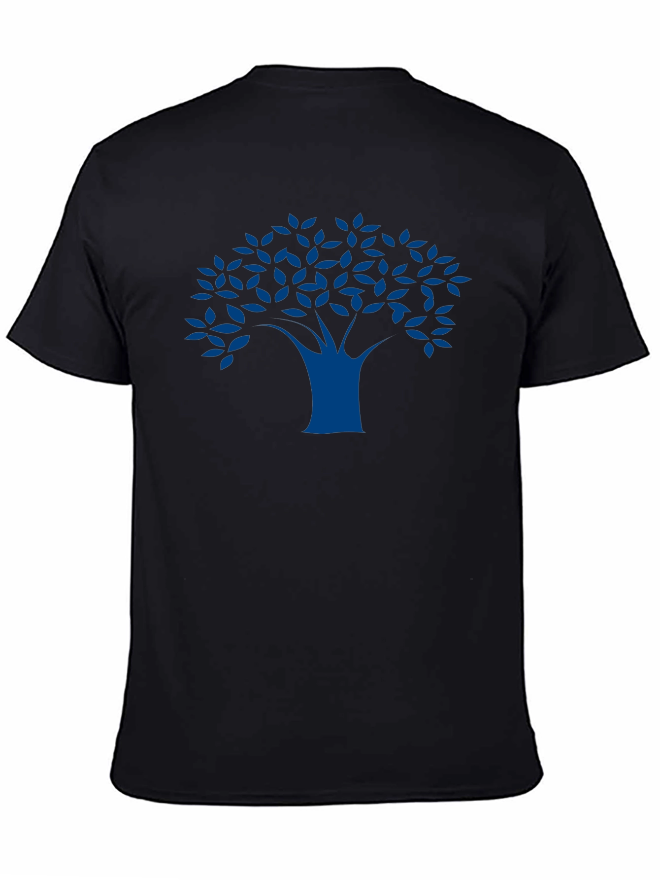 Blue Tree Graphic Black T-Shirt