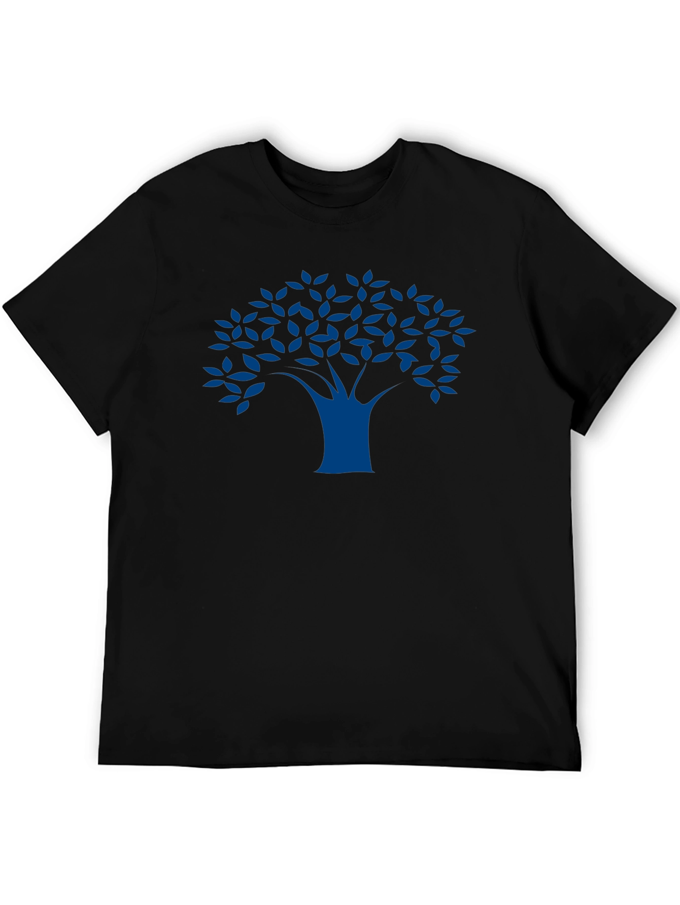 Blue Tree Graphic Black T-Shirt