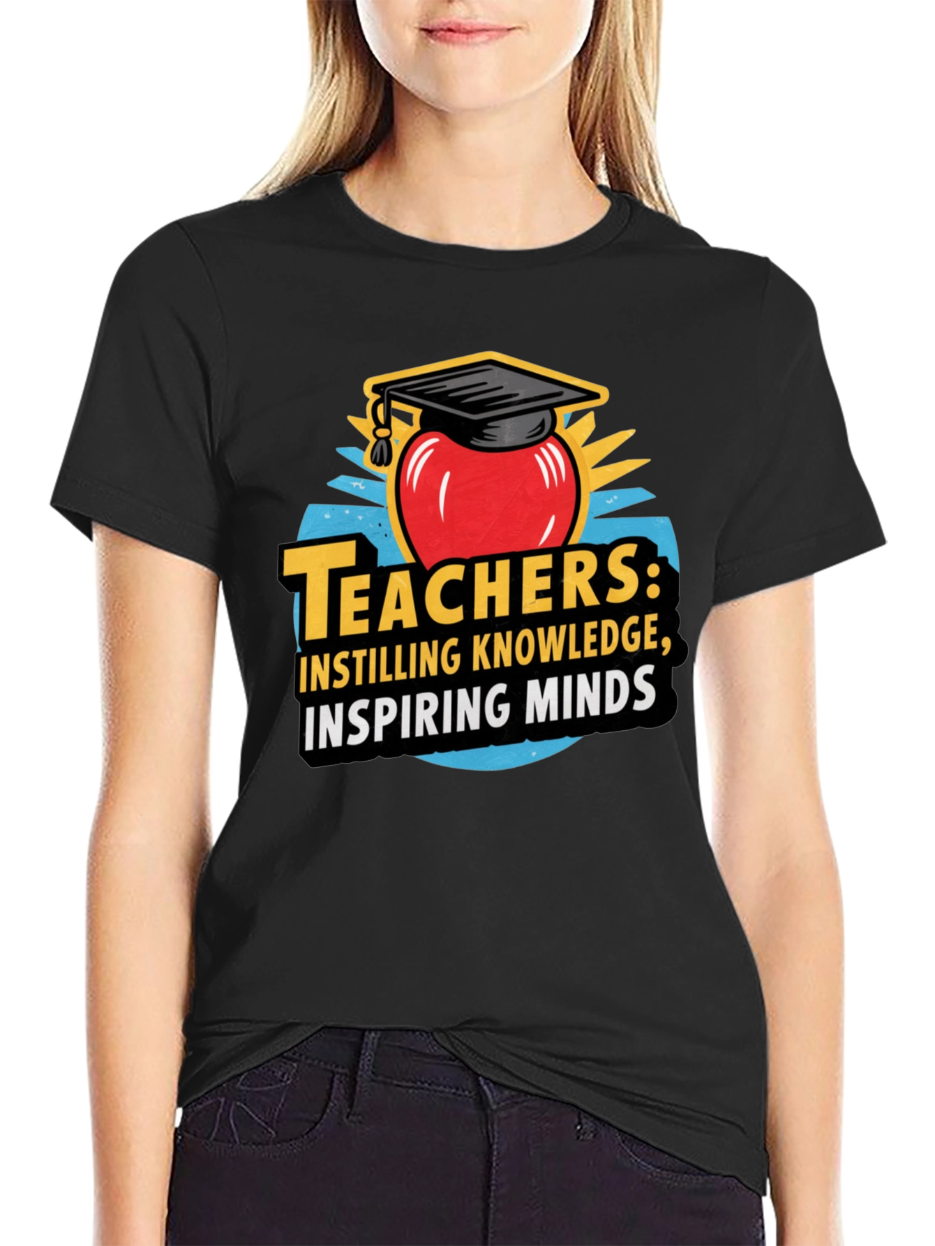 Teacher Apple Graduation Cap T-Shirt