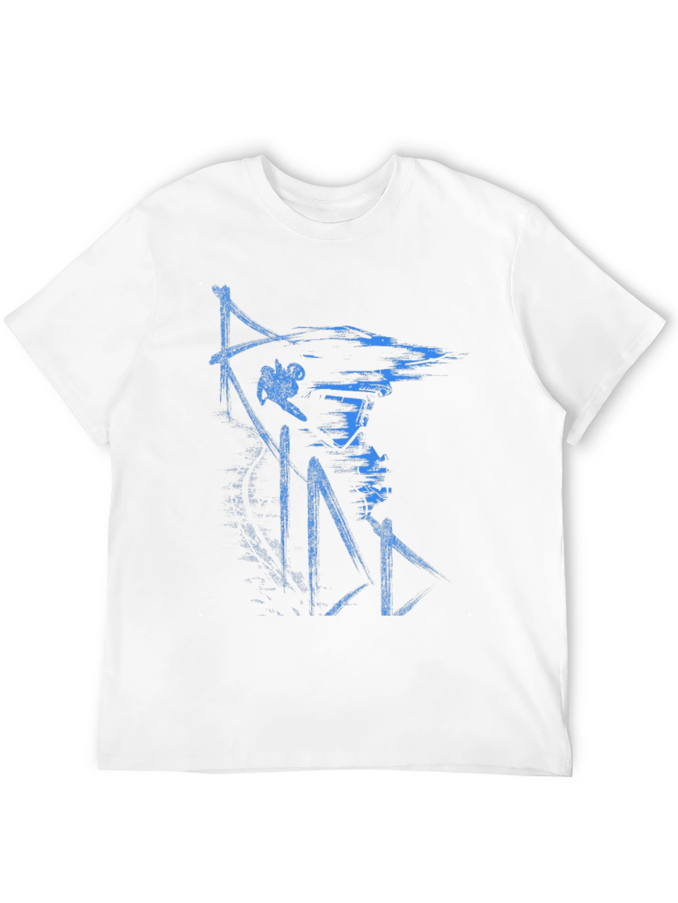Abstract Blue Graphic Print Black T-Shirt