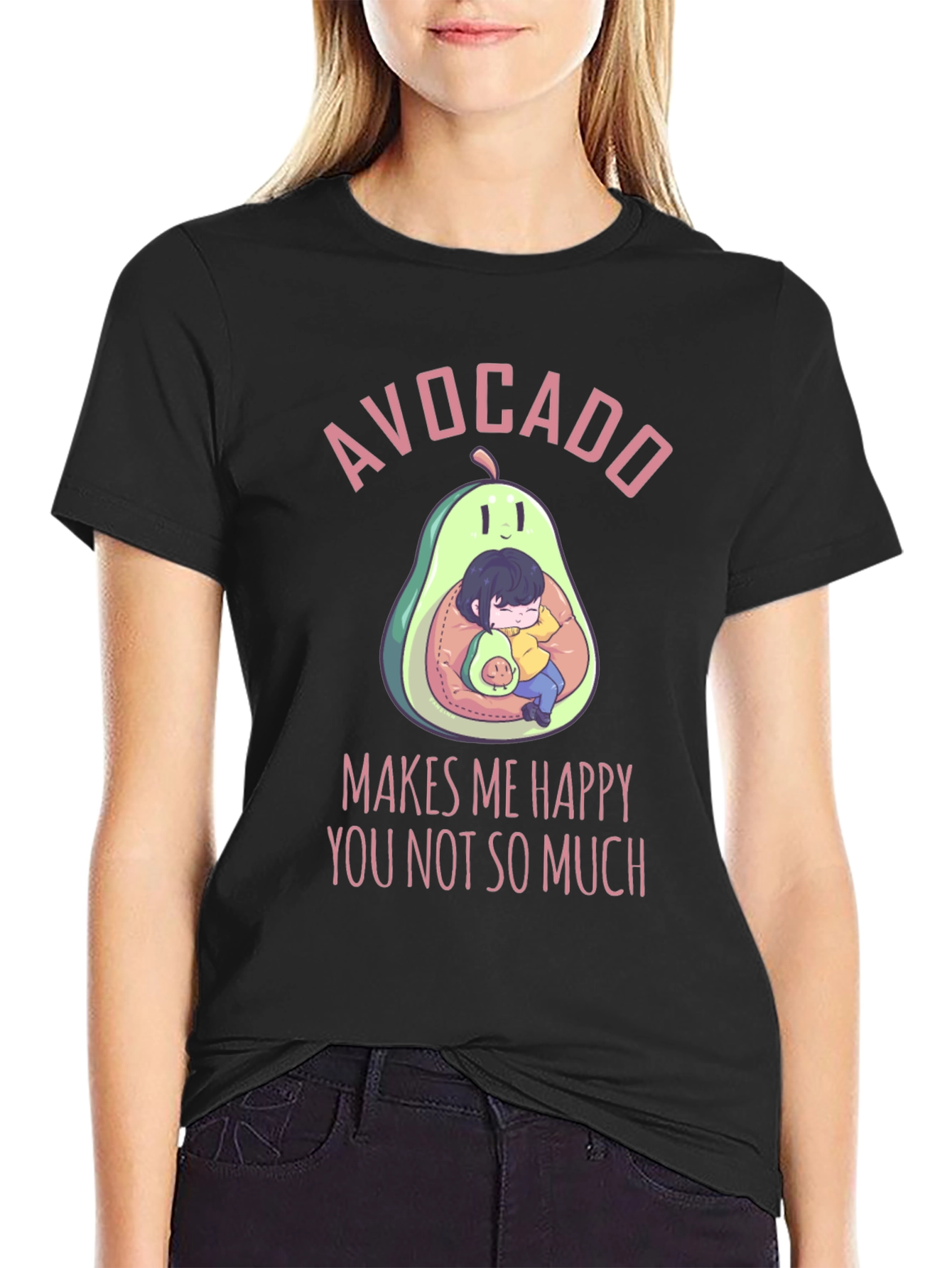 Avocado Makes Me Happy T-Shirt - Cute Graphic Tee