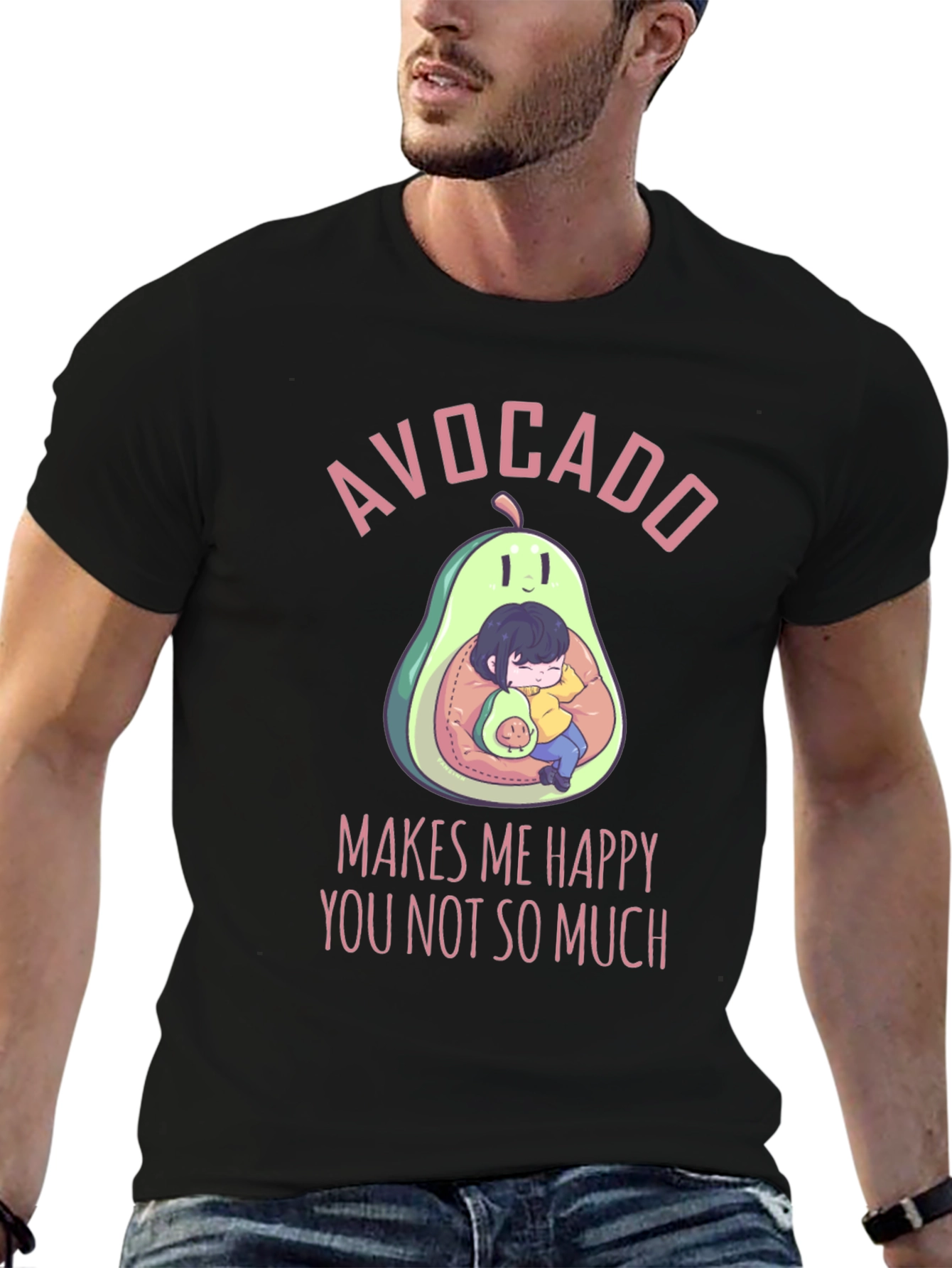 Avocado Makes Me Happy T-Shirt - Cute Graphic Tee