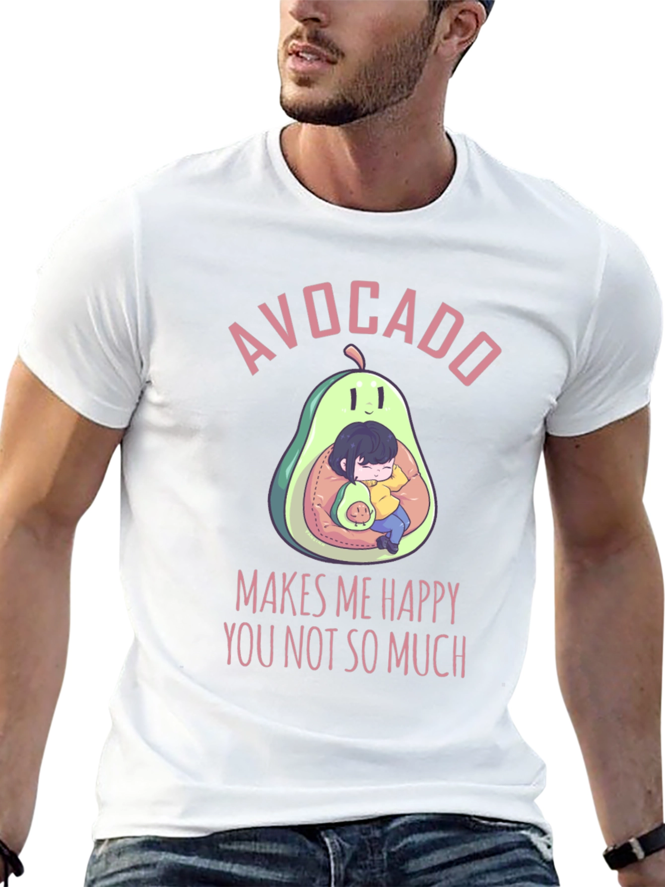 Avocado Makes Me Happy T-Shirt - Cute Graphic Tee