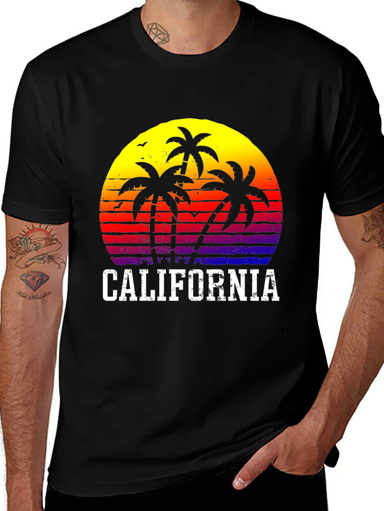 California Sunset Palm Tree Graphic T-Shirt