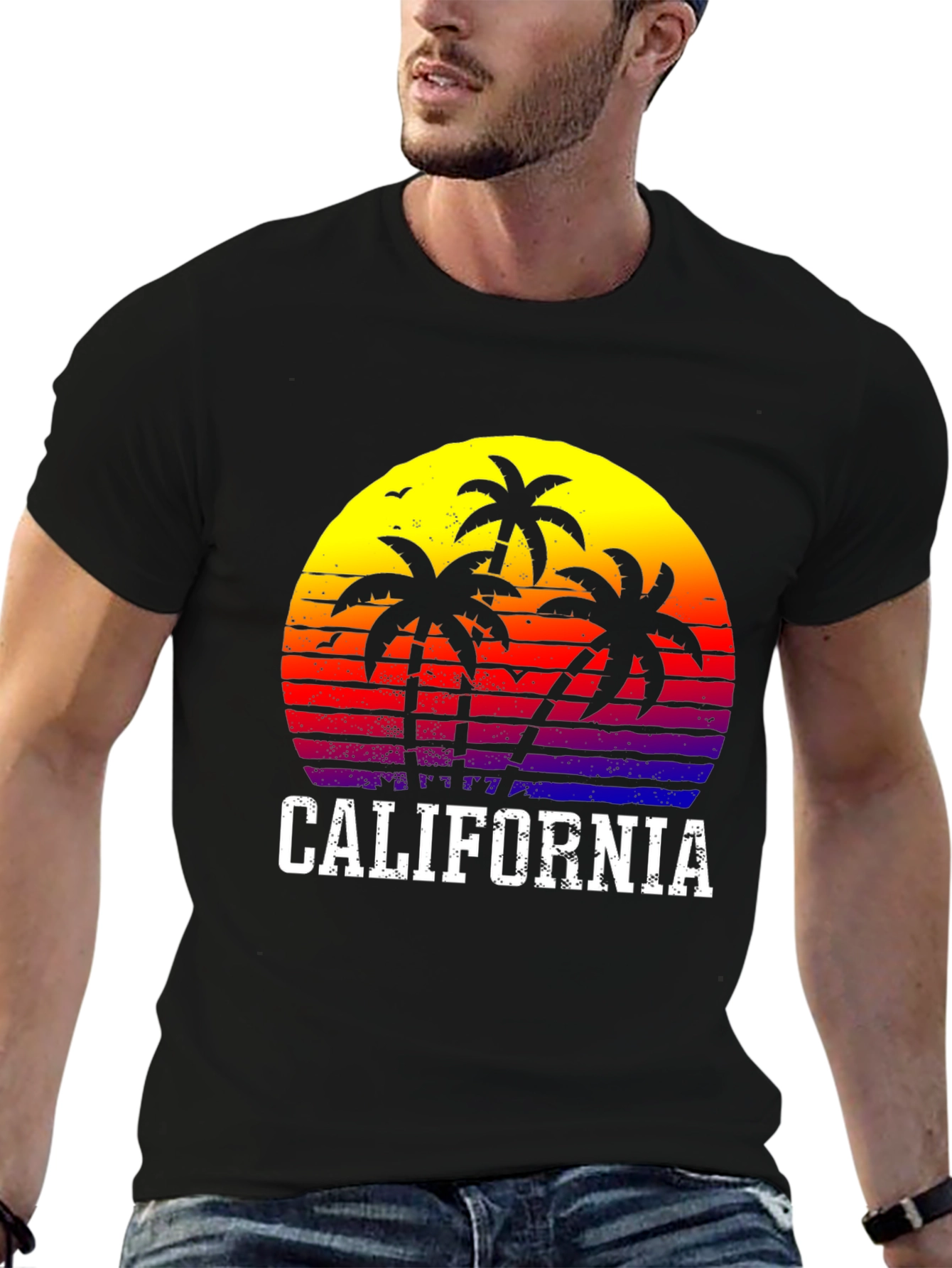 California Sunset Palm Tree Graphic T-Shirt