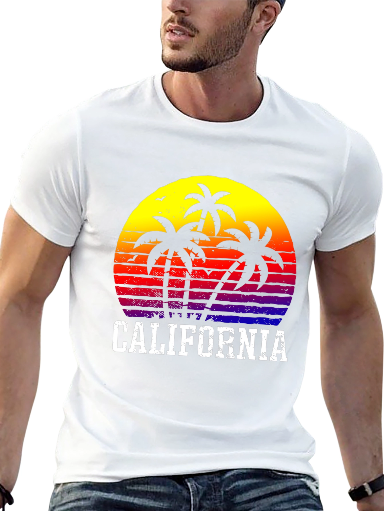 California Sunset Palm Tree Graphic T-Shirt