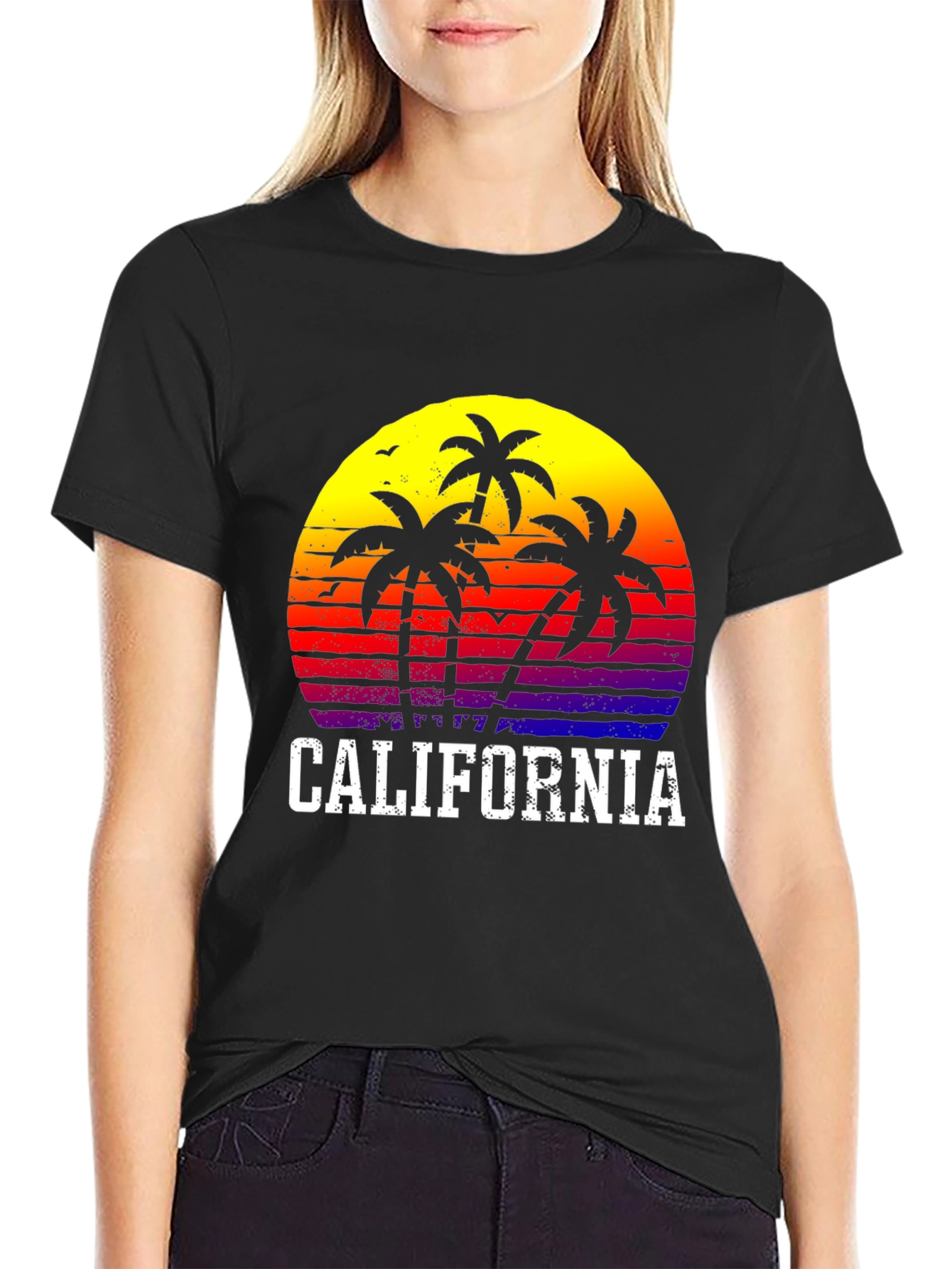 California Sunset Palm Tree Graphic T-Shirt