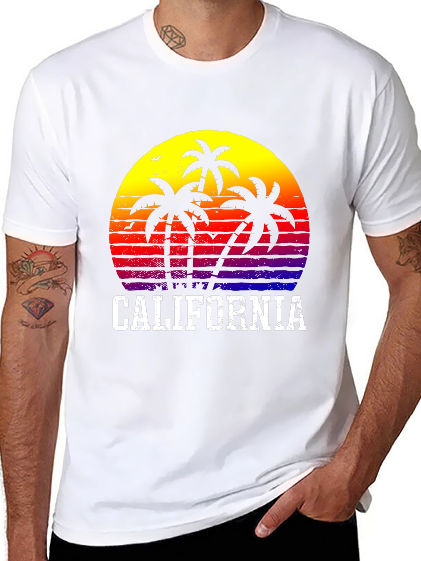 California Sunset Palm Tree Graphic T-Shirt