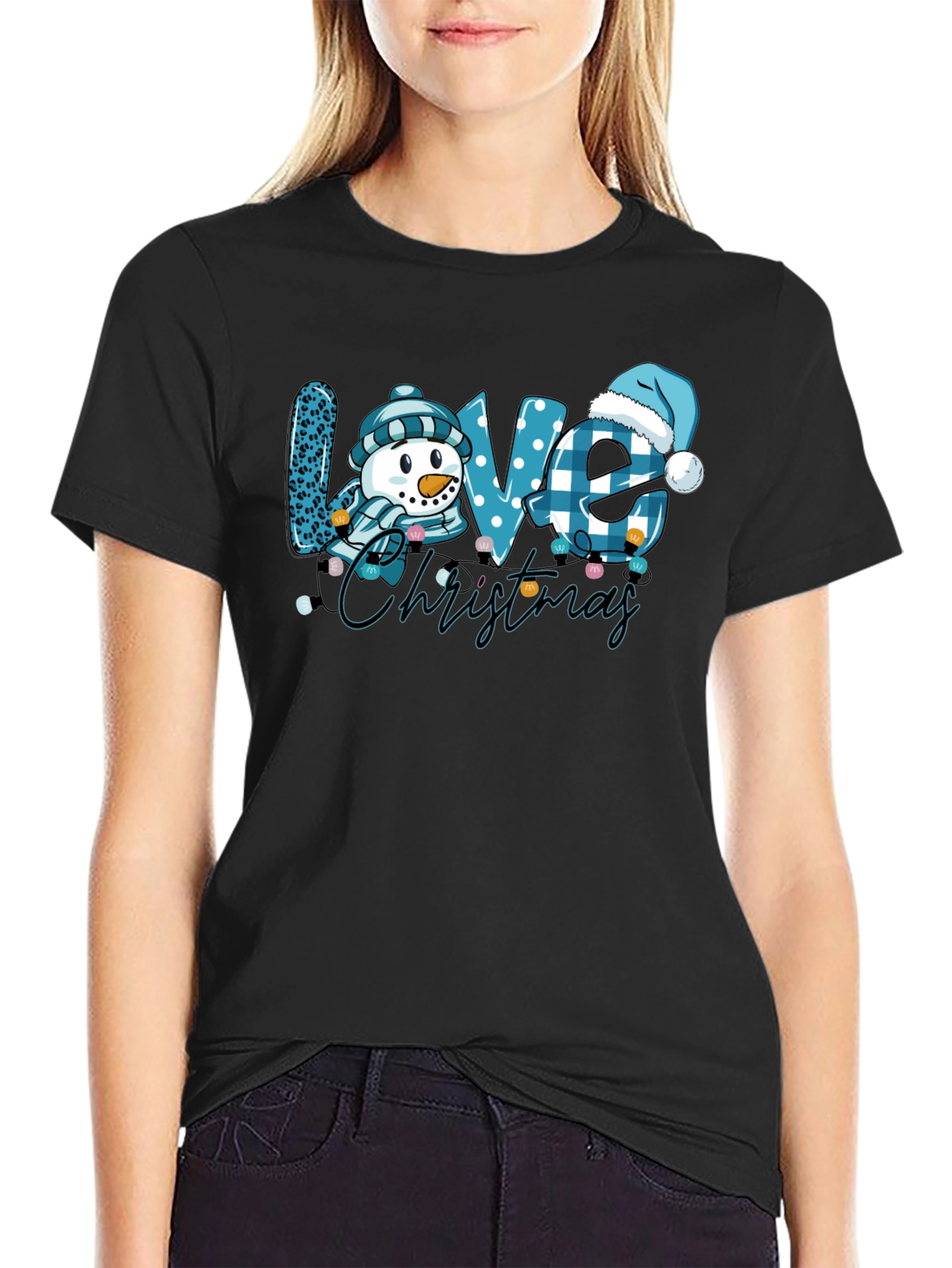 Love Christmas Snowman Graphic T-Shirt