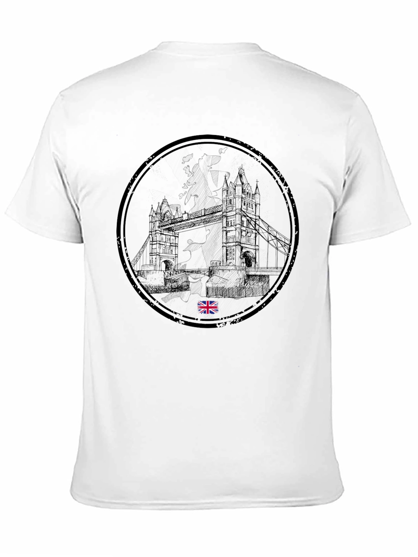 UK London Bridge Graphic Tee - Black Cotton T-Shirt