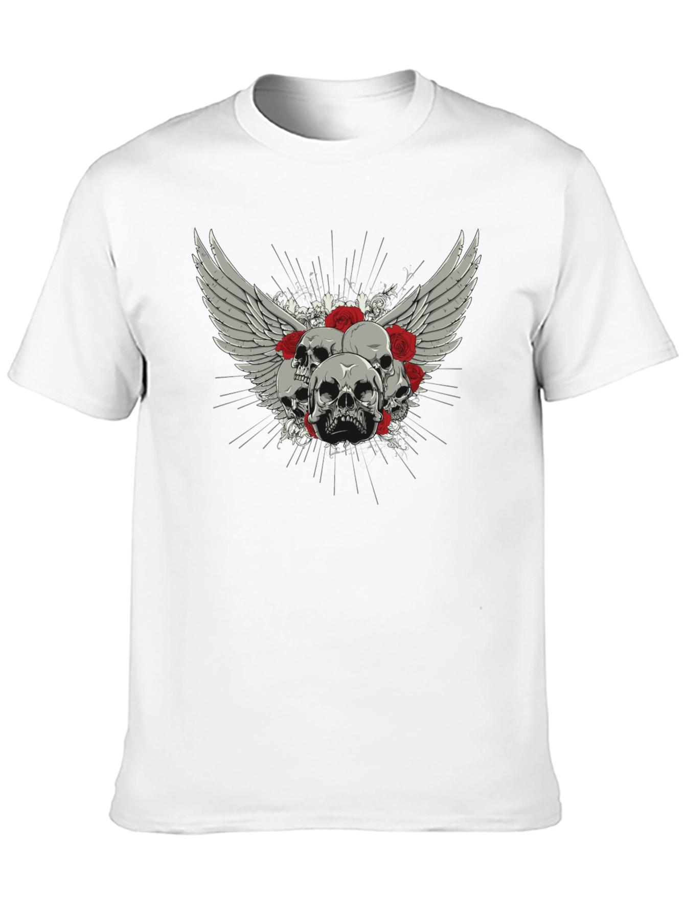 Skull & Roses Graphic Print Black T-Shirt