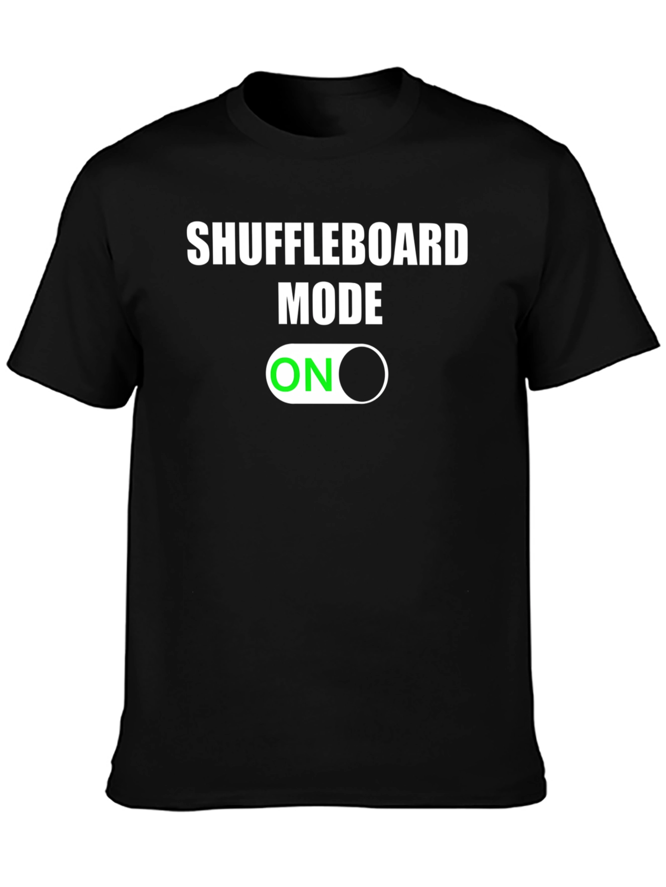 Shuffleboard Mode On Graphic Tee -  Black Cotton T-Shirt